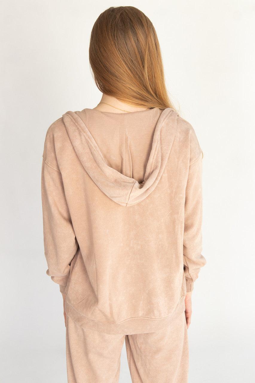 Stone Wash Oversized Zip Up Hoodie Product Image