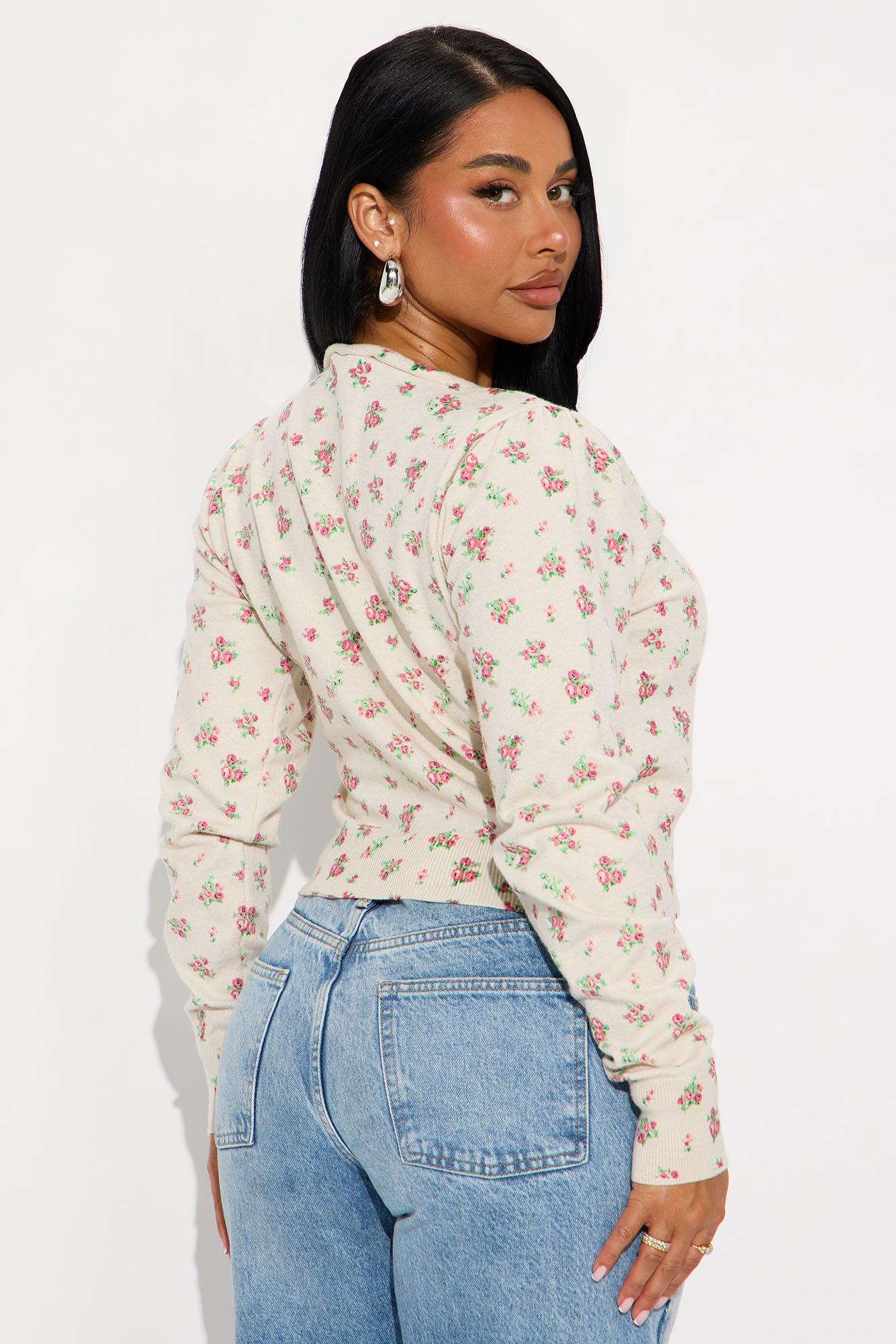 Soft Blossom Floral 2 Piece Cardigan - Cream/combo Female Product Image