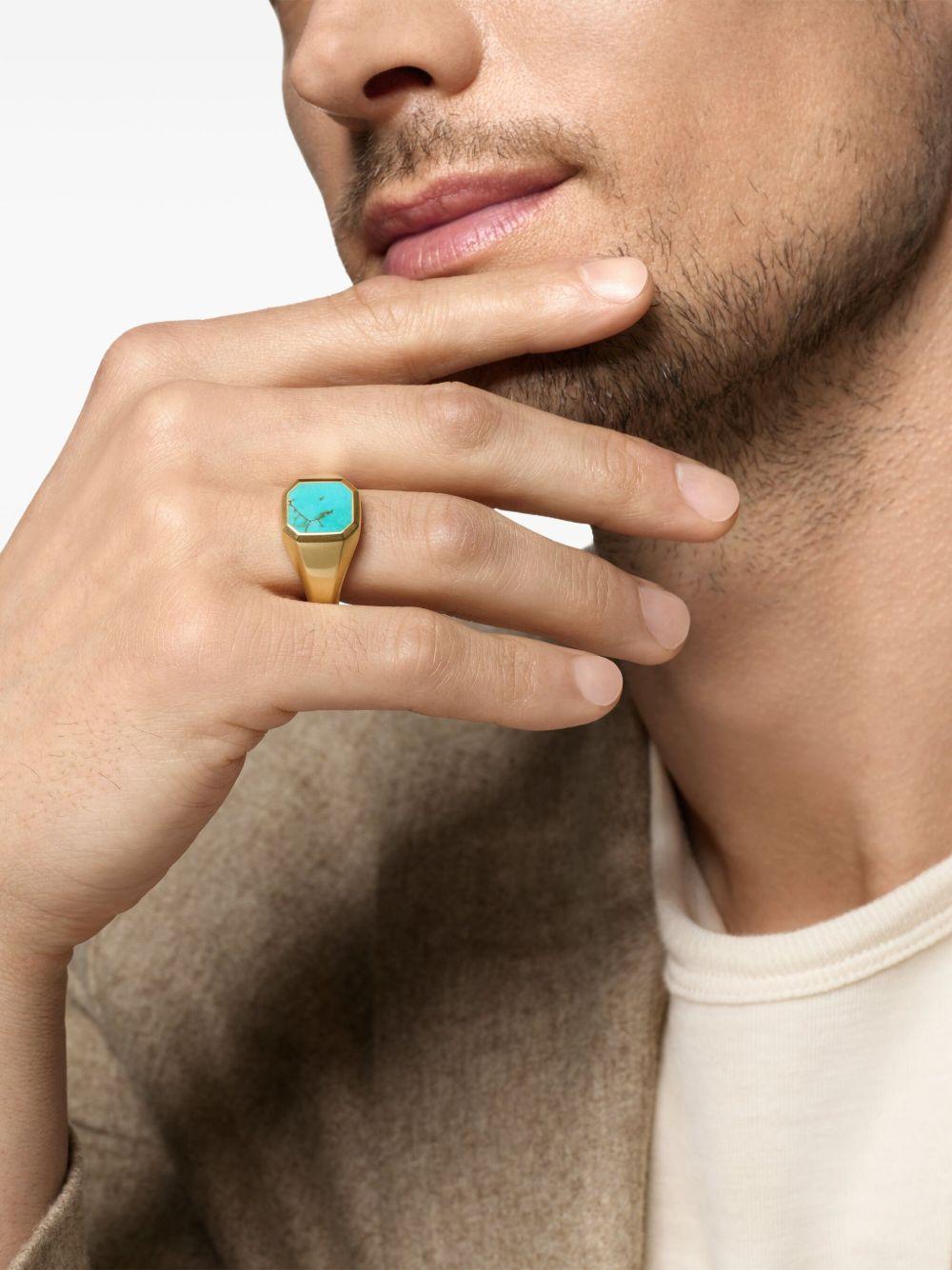 18K yellow gold Streamline® Signet turquoise ring Product Image