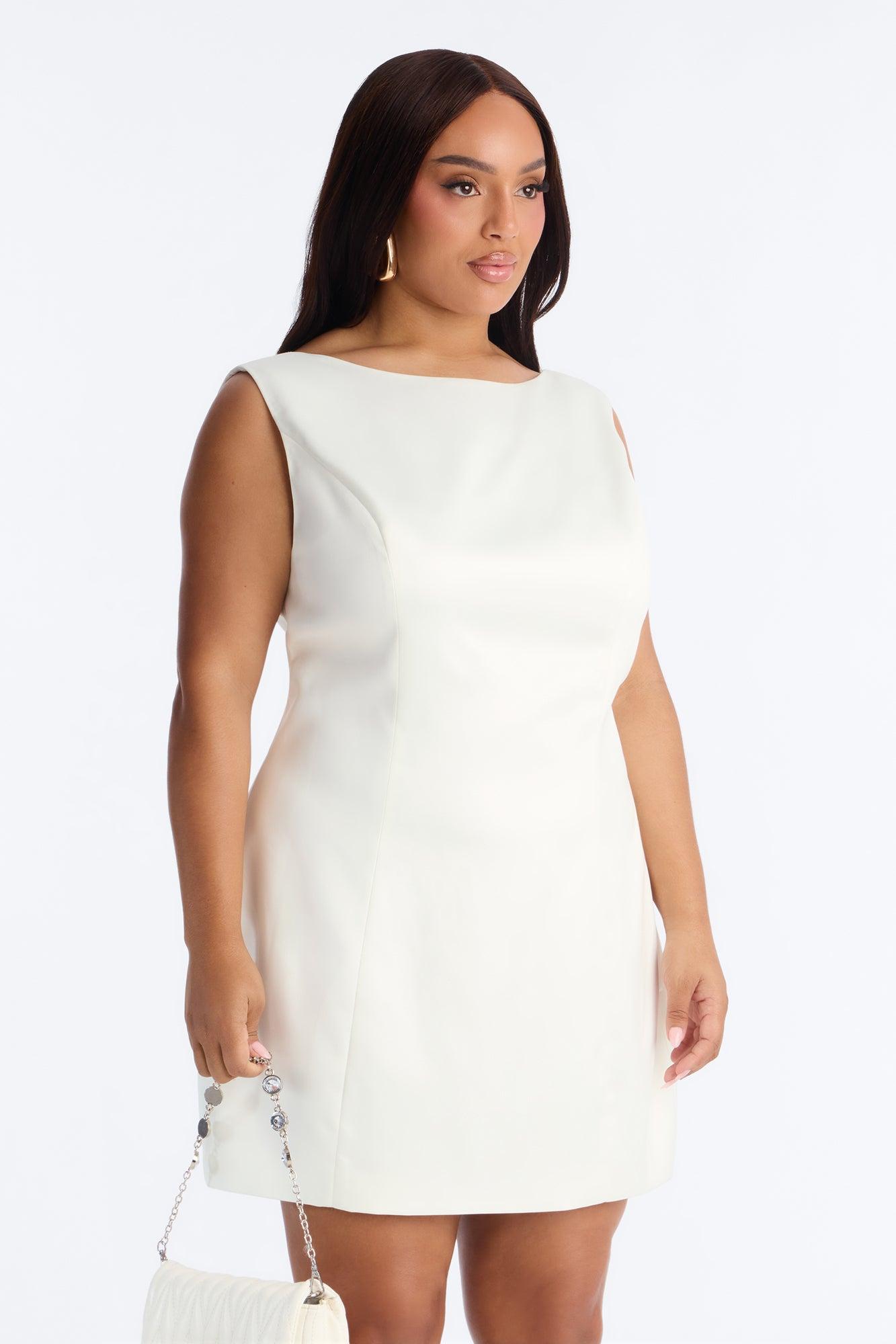 Darling Bow Satin Backless Mini Dress - Off White Female Product Image