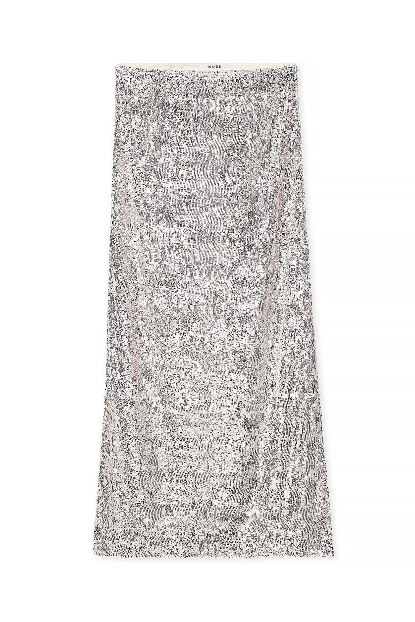 Wavy Sequin Midi Skirt Product Image