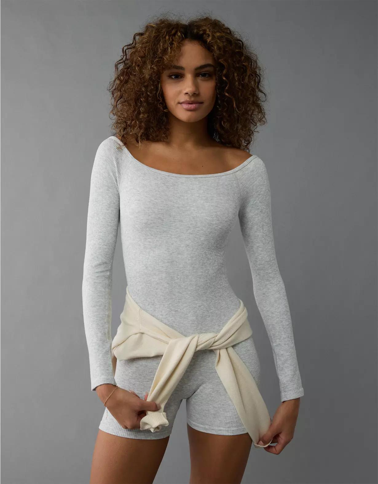 AE Off-The-Shoulder Seamless Lounge Romper Product Image