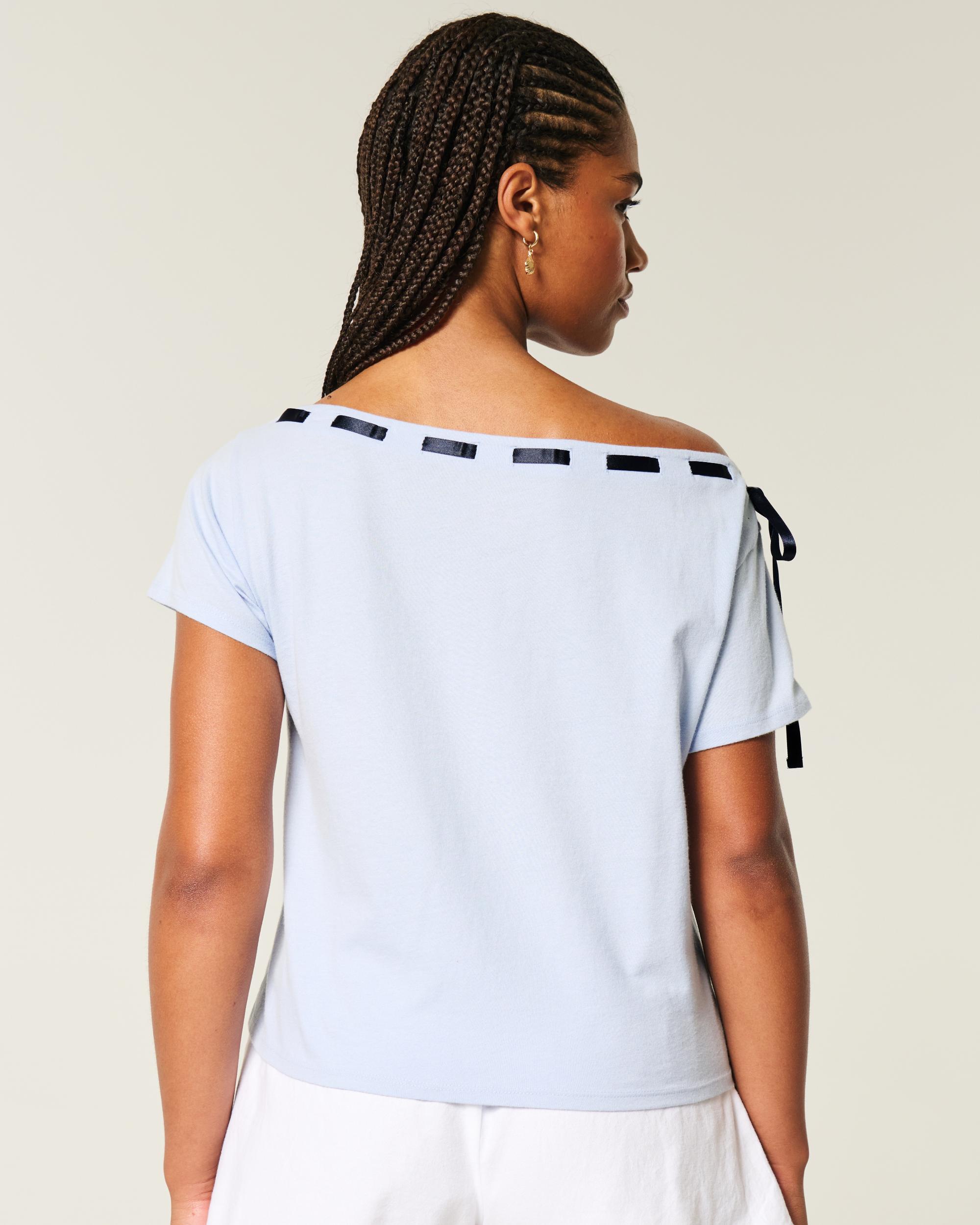 Easy Off-the-Shoulder Tie T-Shirt Product Image