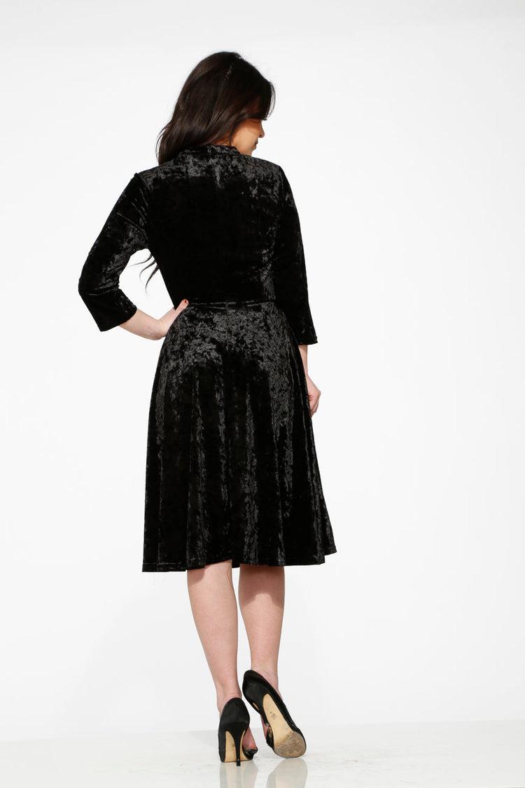 Black Diamond Velvet Swing Dress Product Image