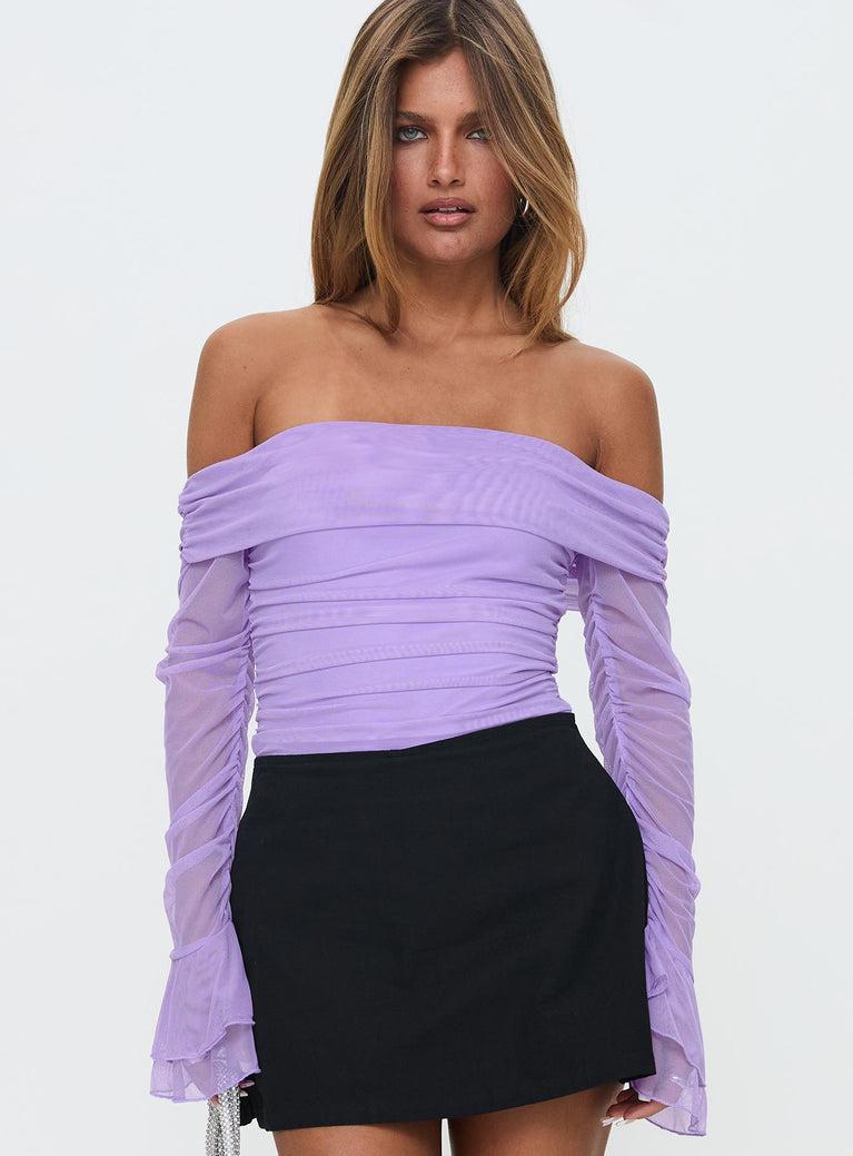 Feel A Way Off Shoulder Bodysuit Lilac Product Image