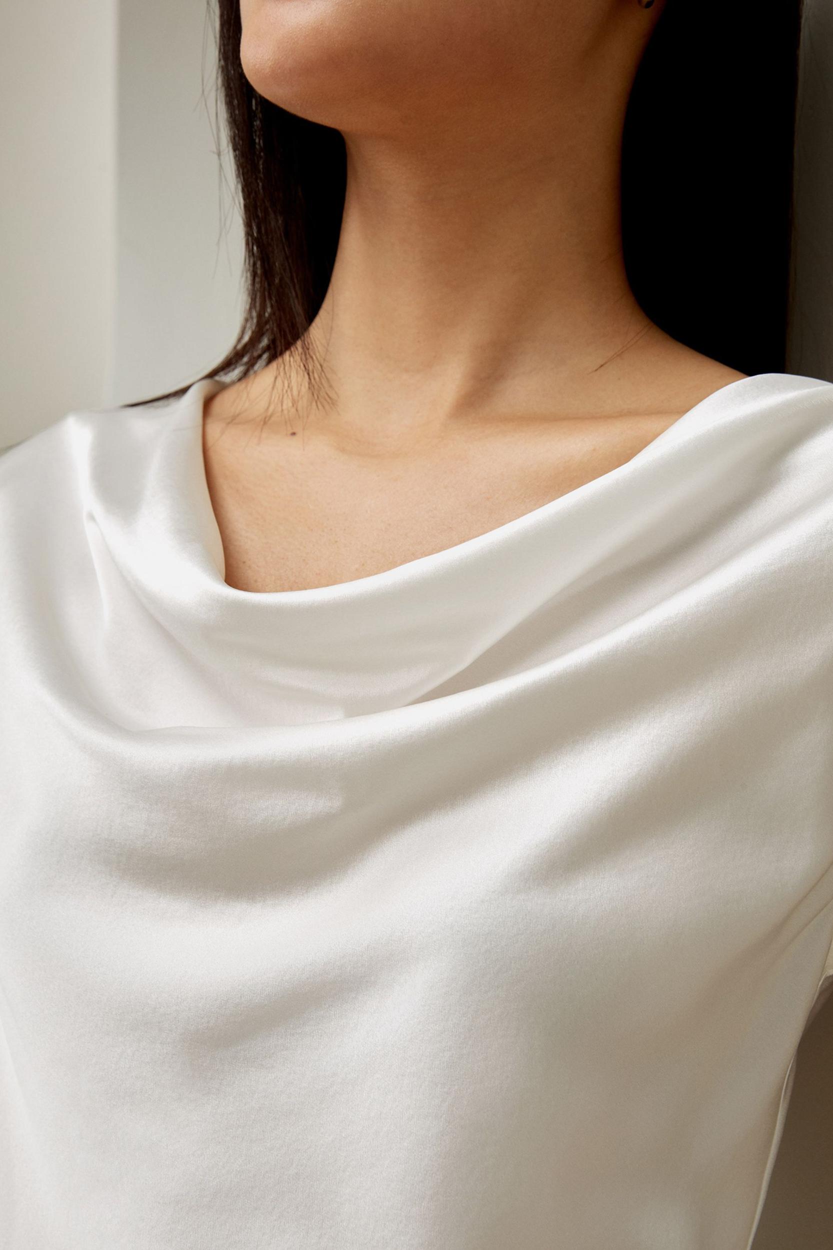 Silk Charmeuse Cowl Neck Top Product Image