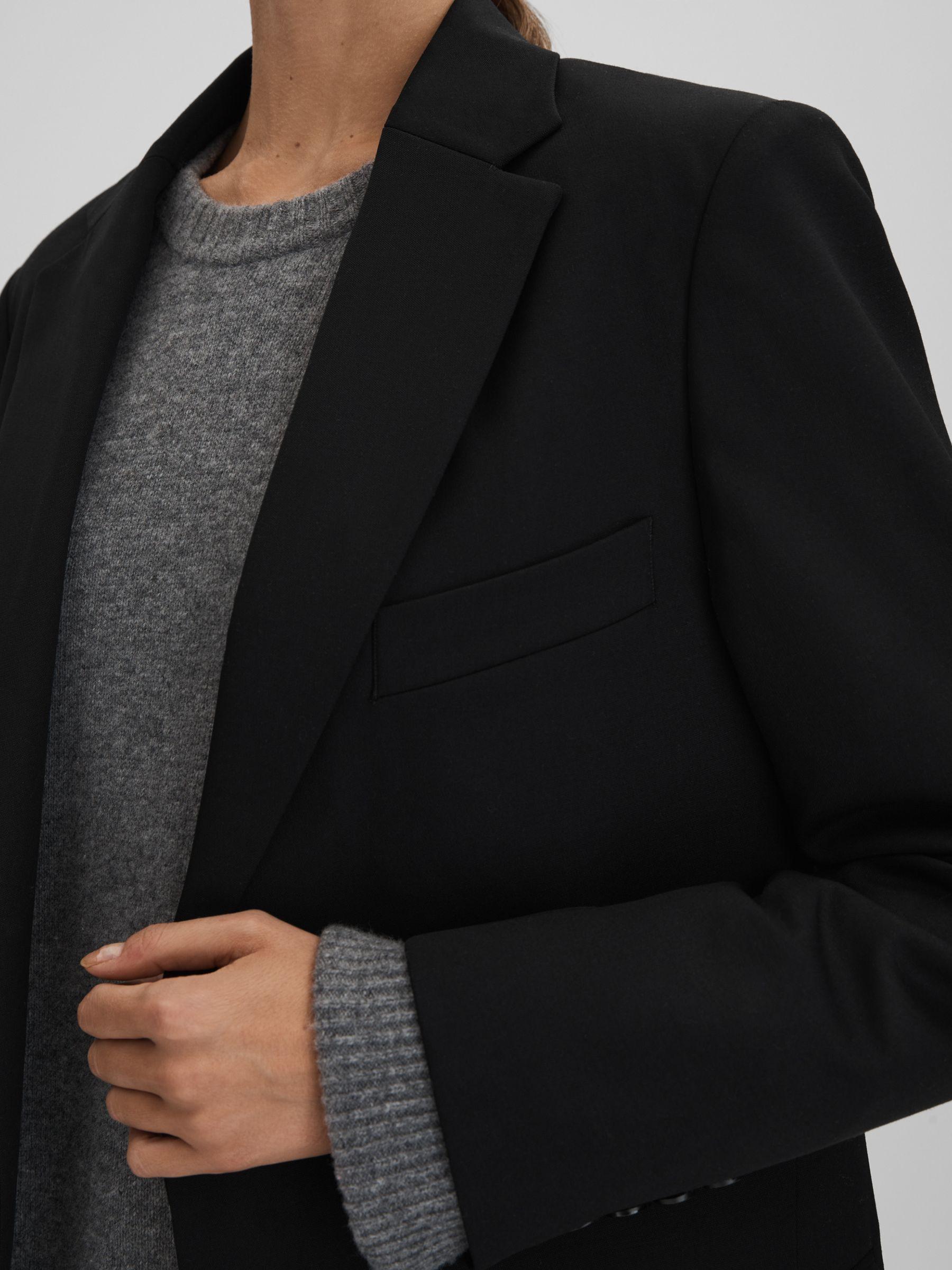 Oversized Wool Blend Single Breasted Blazer in Black Product Image