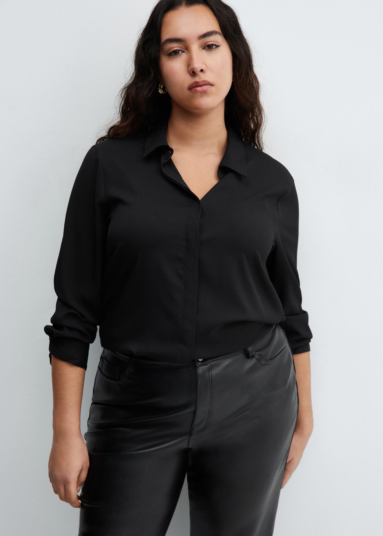 Leather-effect straight pants - Women | MANGO USA Product Image