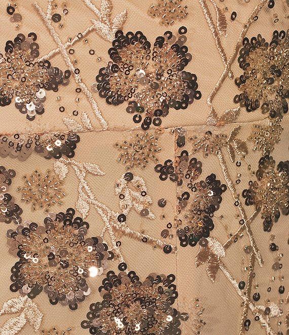 B. Darlin Wide Straps V-Neck Mesh Beaded & Sequined Long Dress Product Image