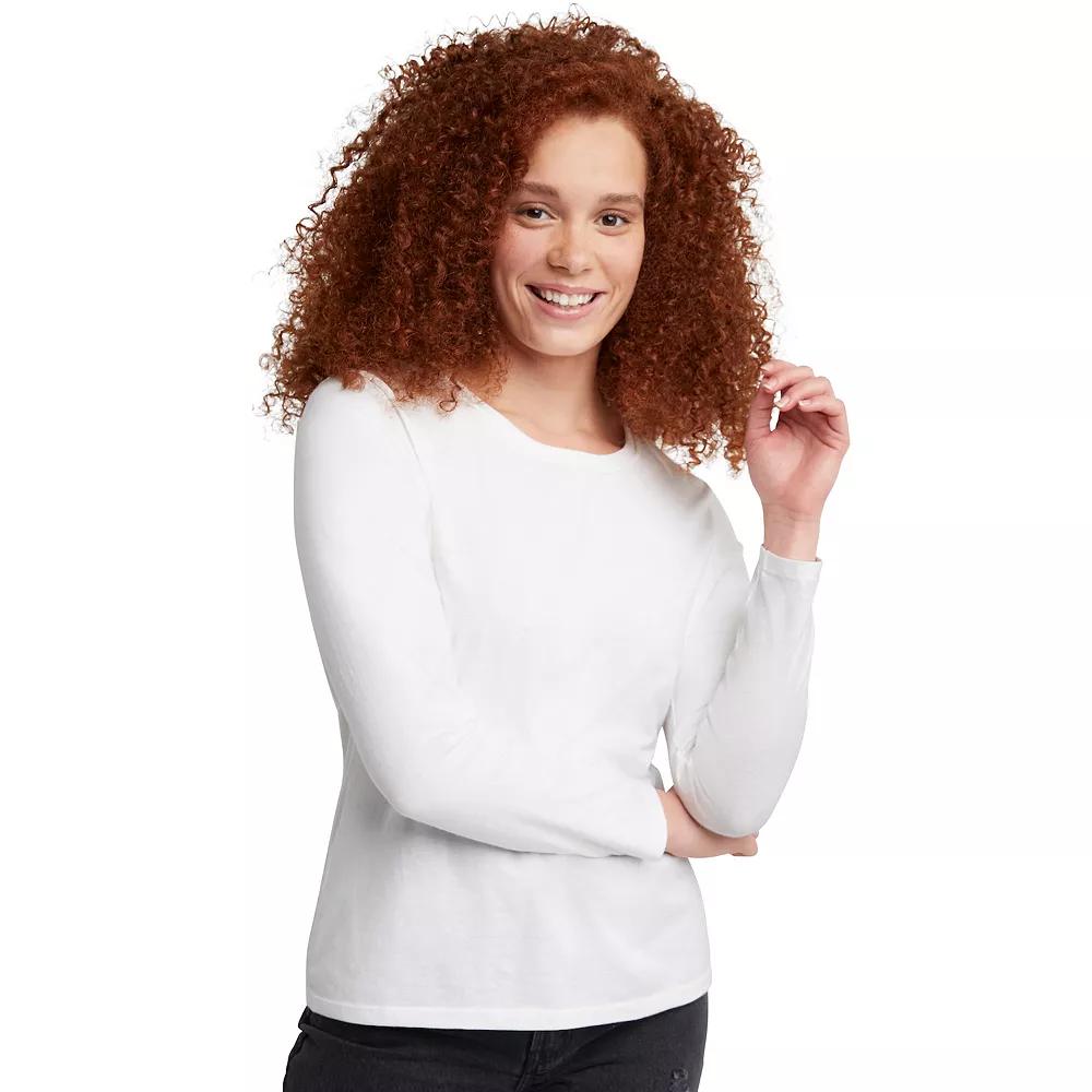 Women's Hanes® Originals Long Sleeve Crewneck Tee,  Product Image