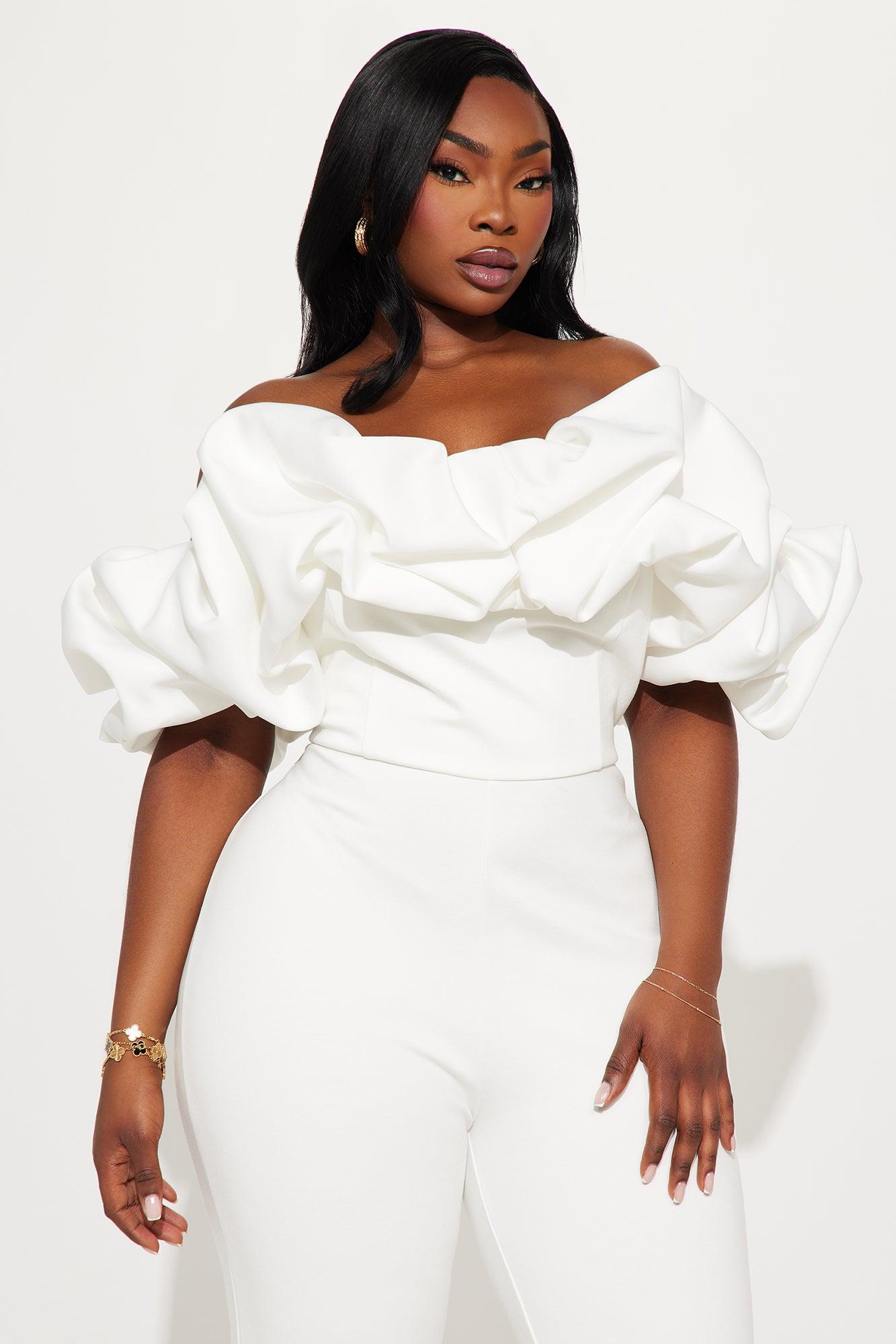 Ruffle Affair Jumpsuit - White Female Product Image