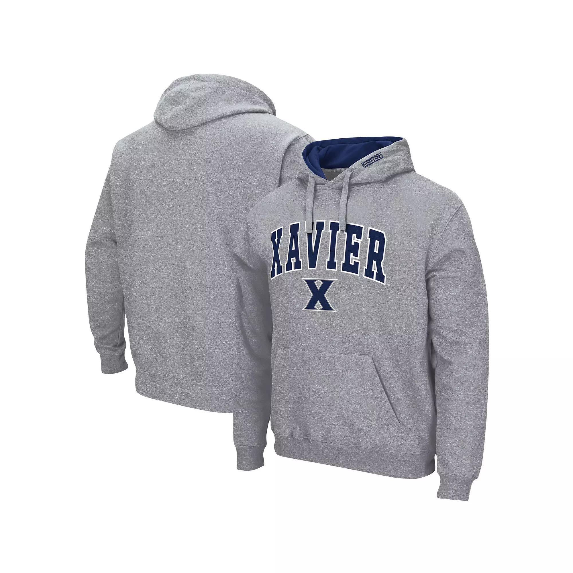 Men's Colosseum Heathered Gray Xavier Musketeers Arch and Logo Pullover Hoodie,  Product Image