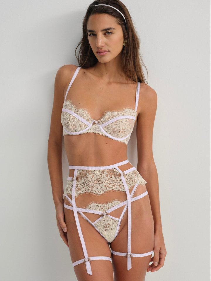 Victoria Lace Garter Belt — Cream Product Image