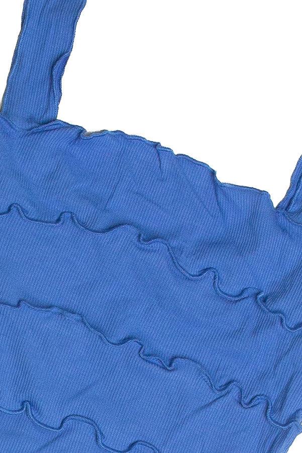 Blue Tiered Crop Tank Product Image