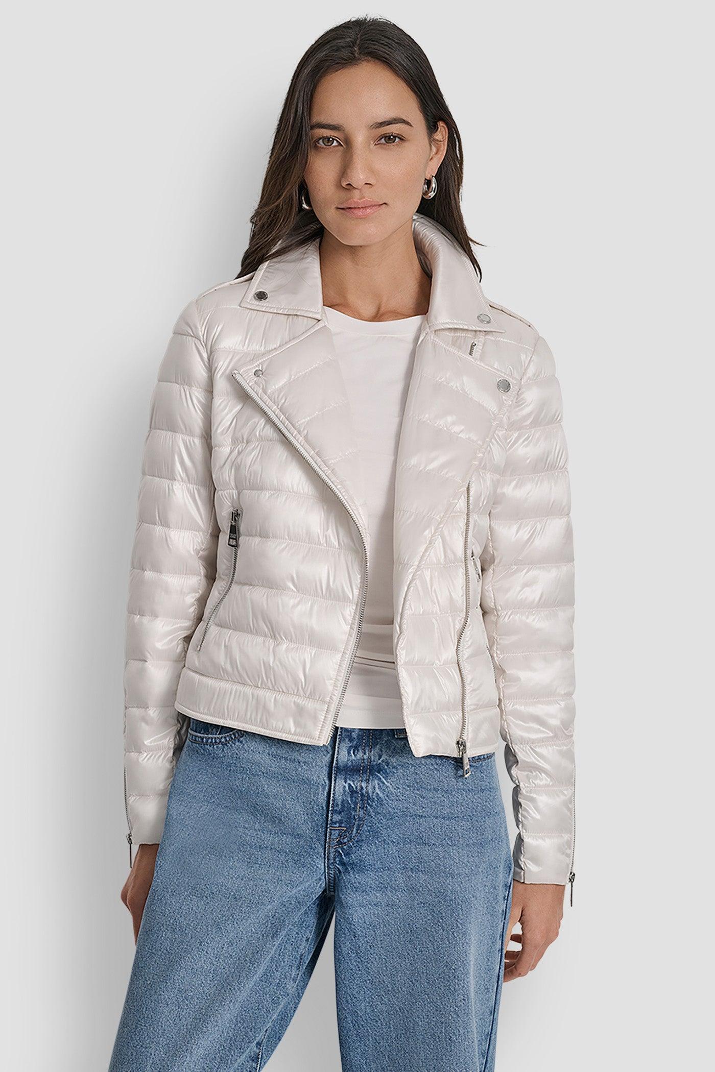 MOTO STYLE LIGHT WEIGHT PUFFER JACKET Product Image