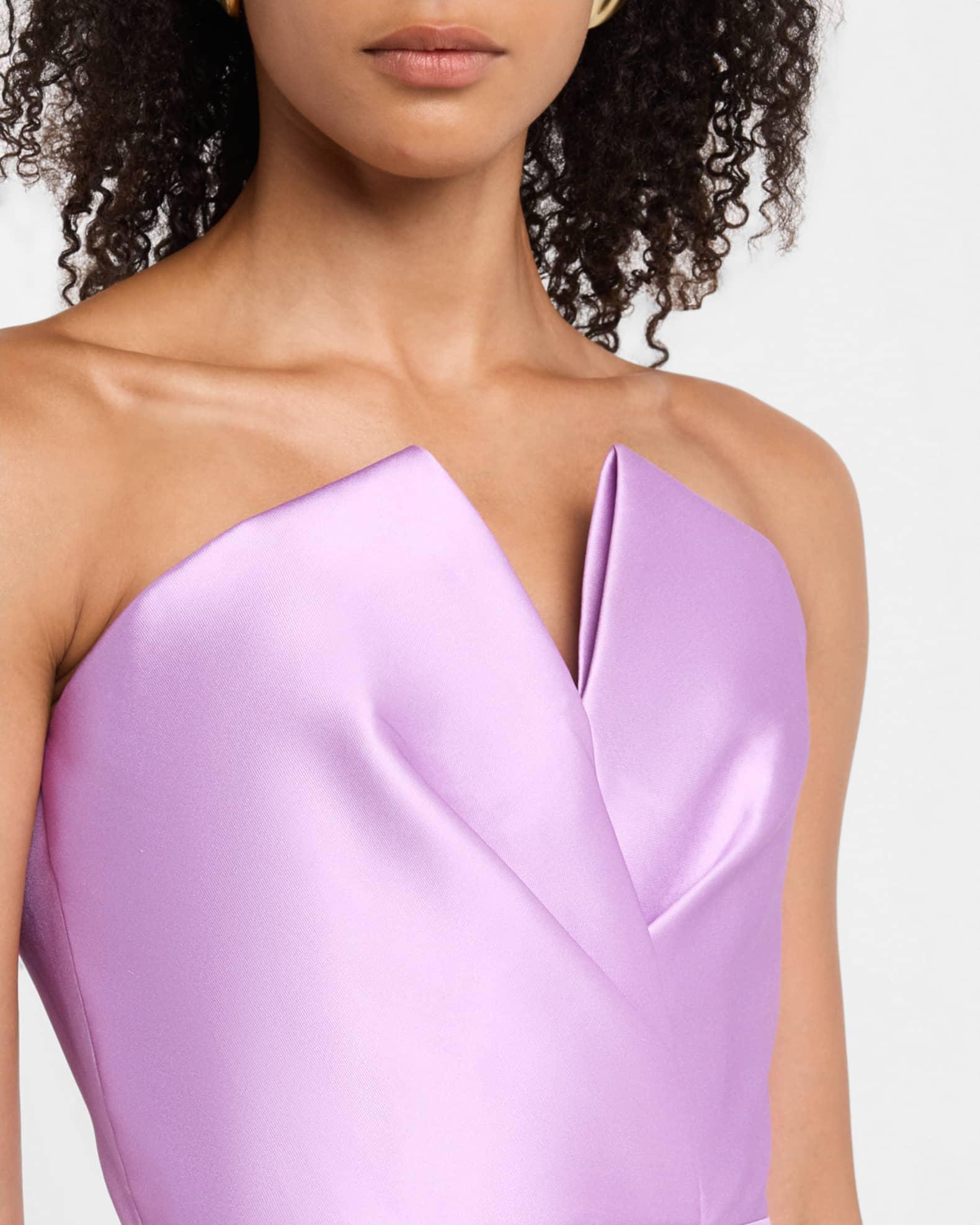 Strapless Folded Bustier Silk Midi Dress Product Image