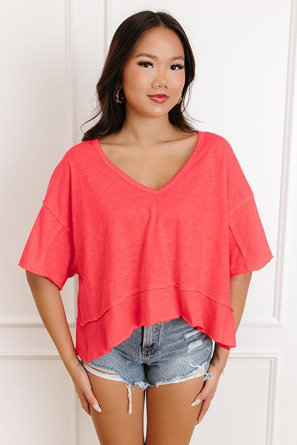 Simple Sway Oversized Crop Tee In Cherry Red Product Image
