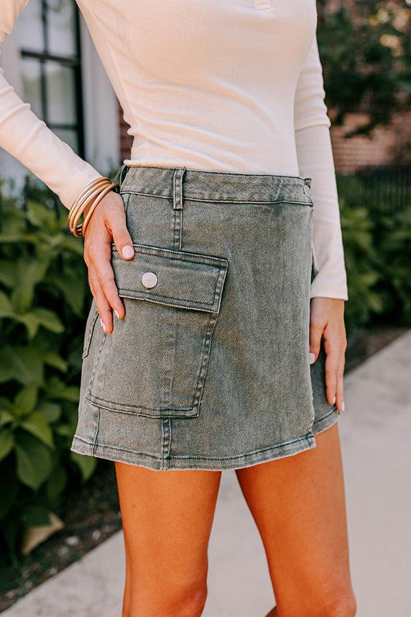 The Meena Denim Skort In Sage Product Image