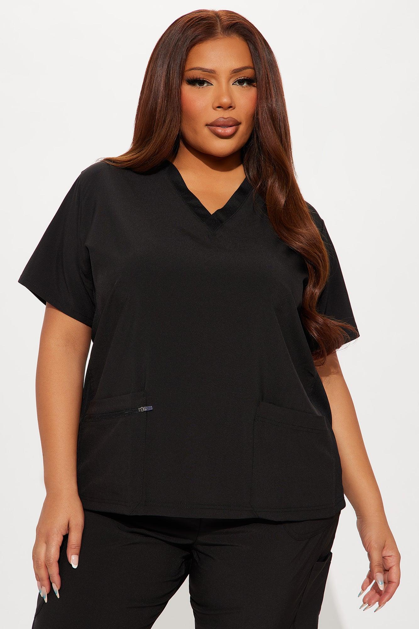 Cover The Rooms 4 Way Stretch V-Neck Jogger Scrub Set - Black Female Product Image