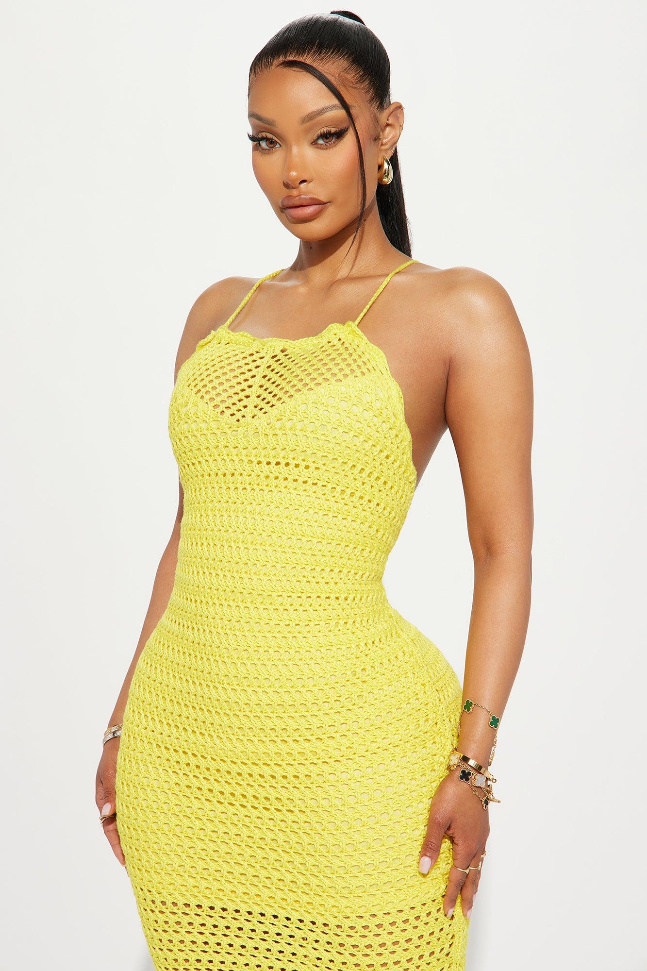 Jazmin Crotchet Midi Dress - Yellow Product Image
