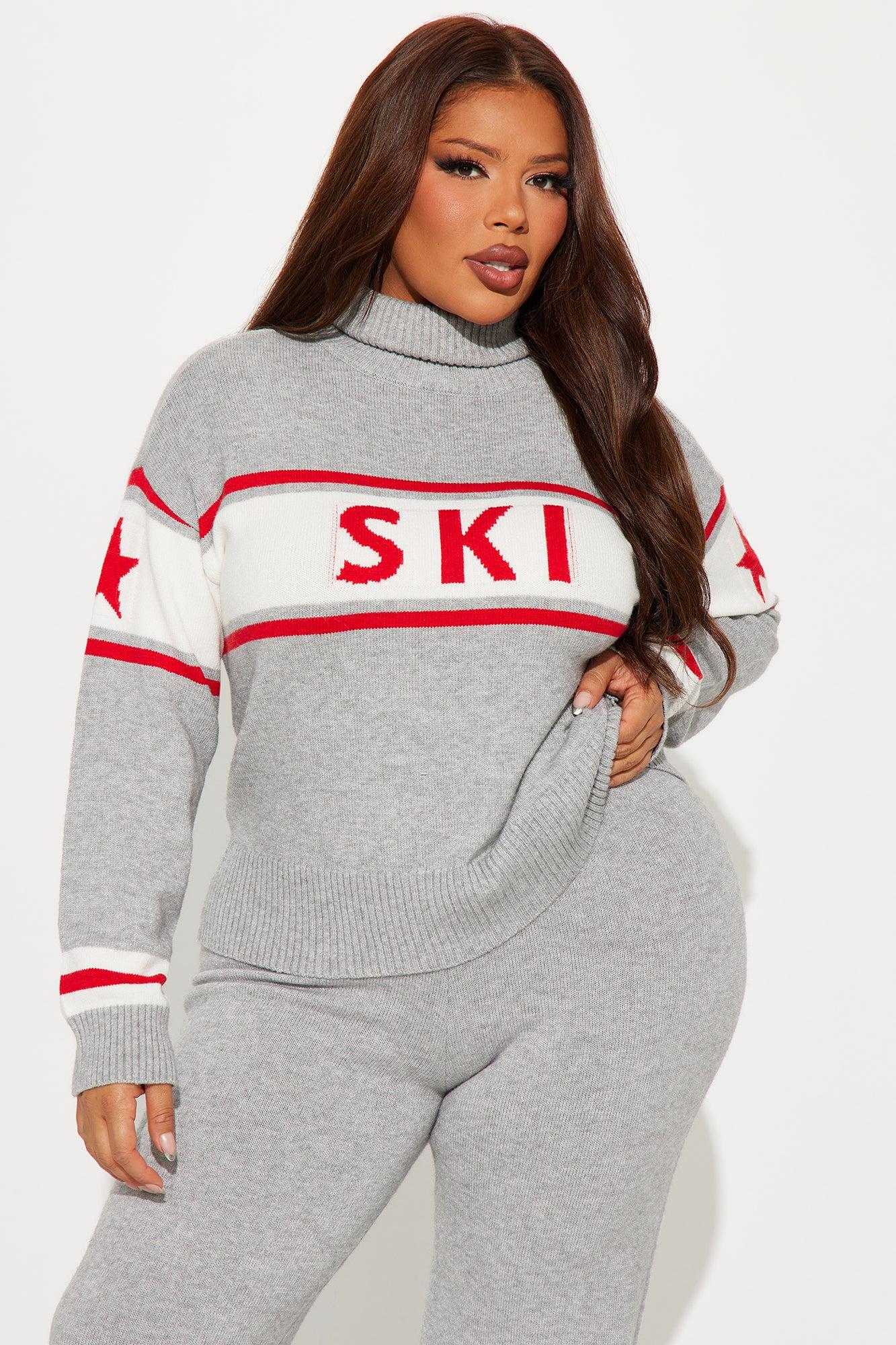 Ski Bunny Sweater Pant Set - Heather Grey Product Image