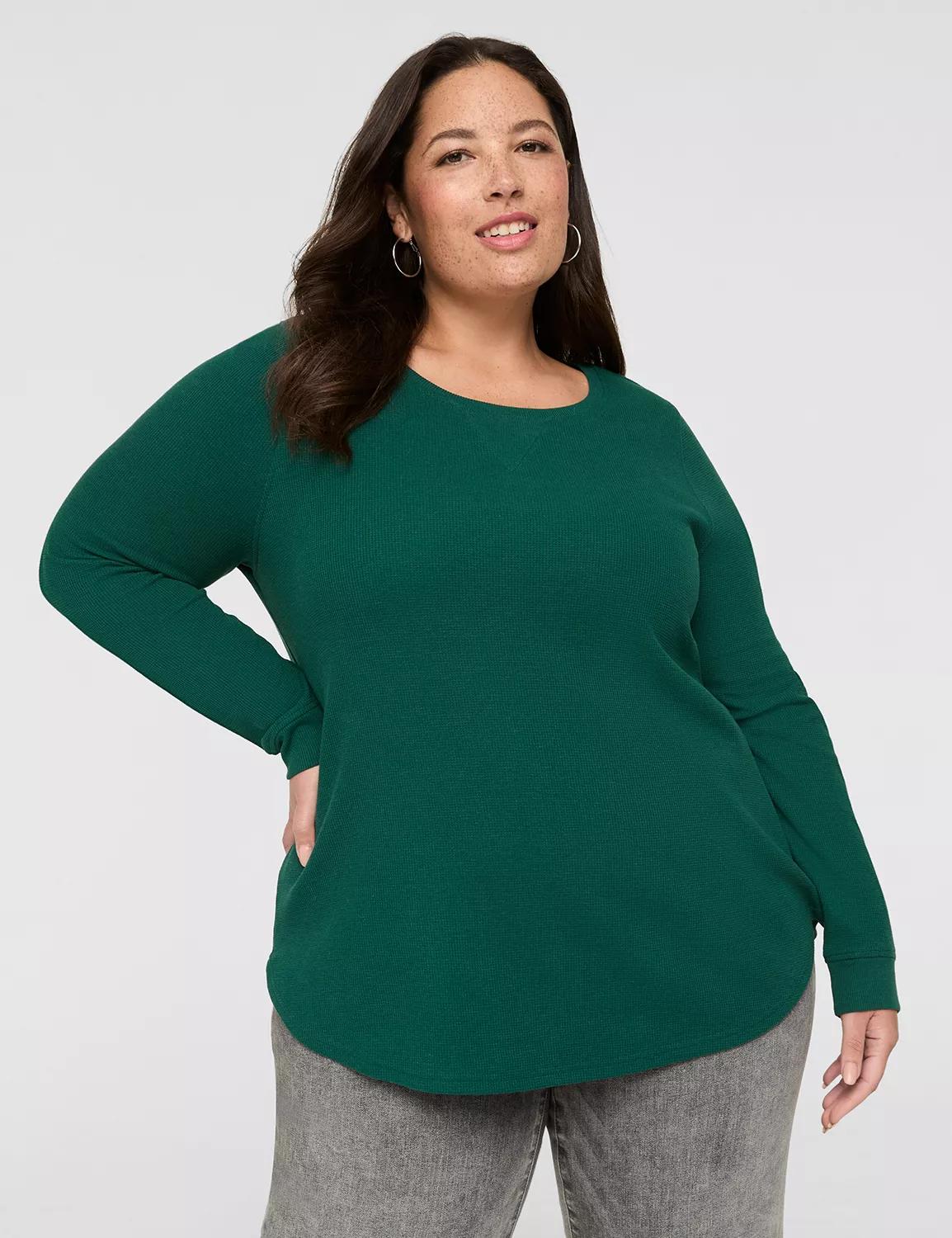 Waffle Knit Curved-Hem Tee Product Image