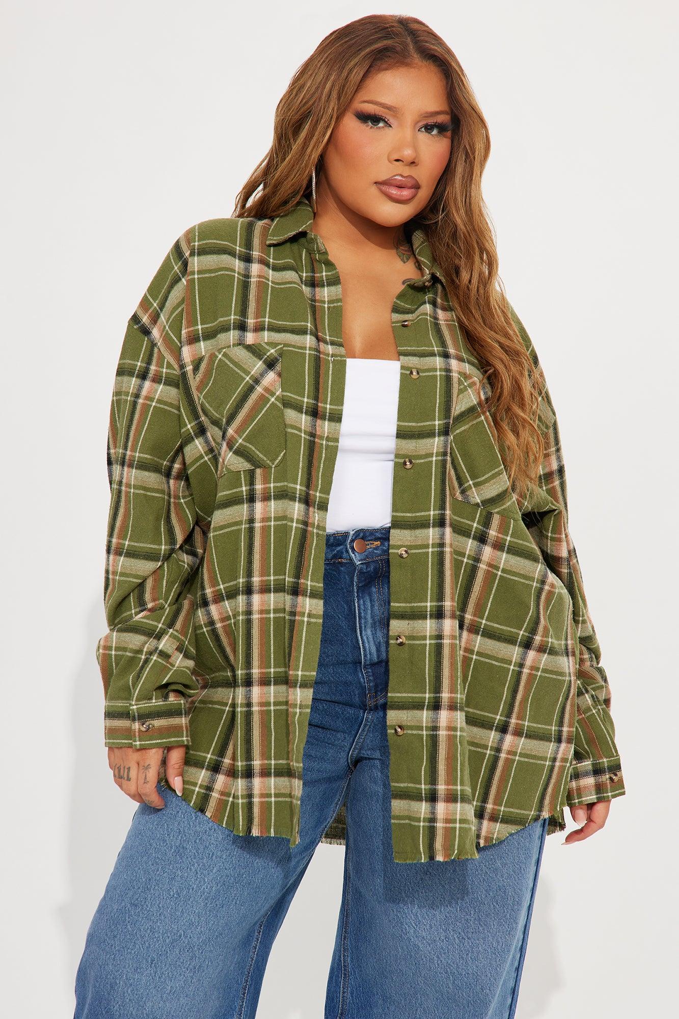 Seasons Change Plaid Shirt - Olive/combo Female Product Image