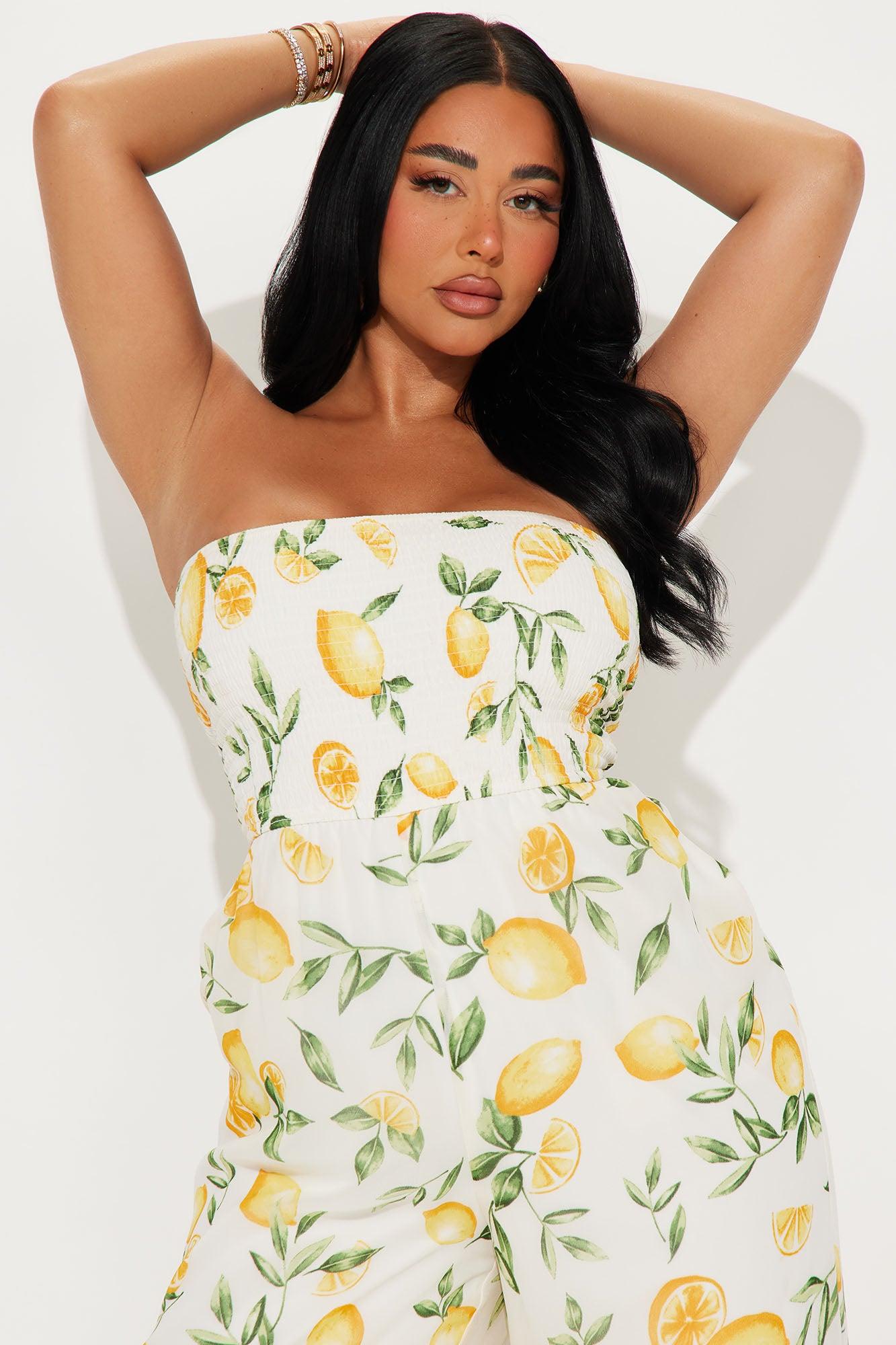 Brighten Your Day Fruit Print Jumpsuit - Yellow/combo Product Image