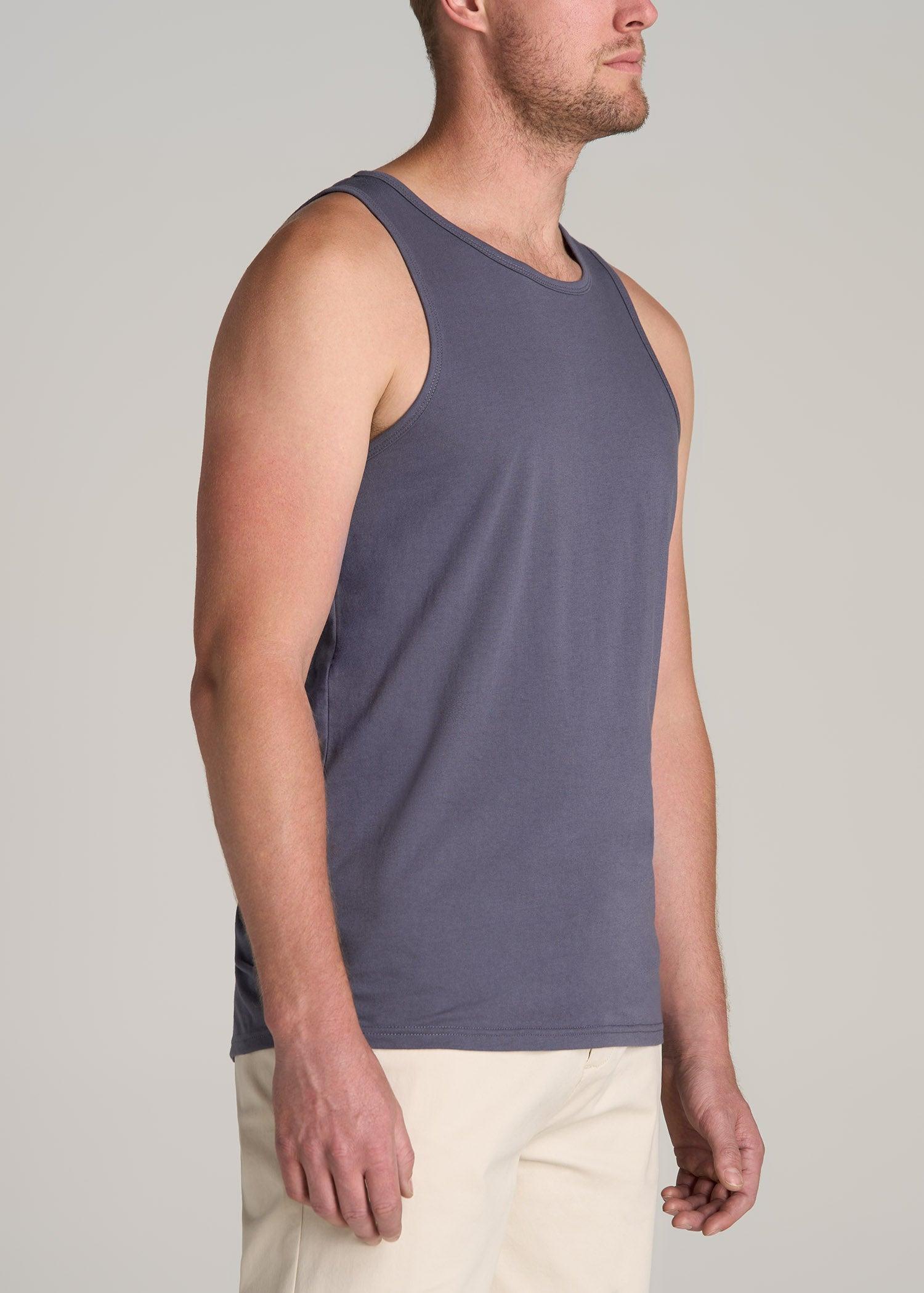 The Essentials: Men's Tall SLIM-FIT Beach Tank Top in Black Male Product Image
