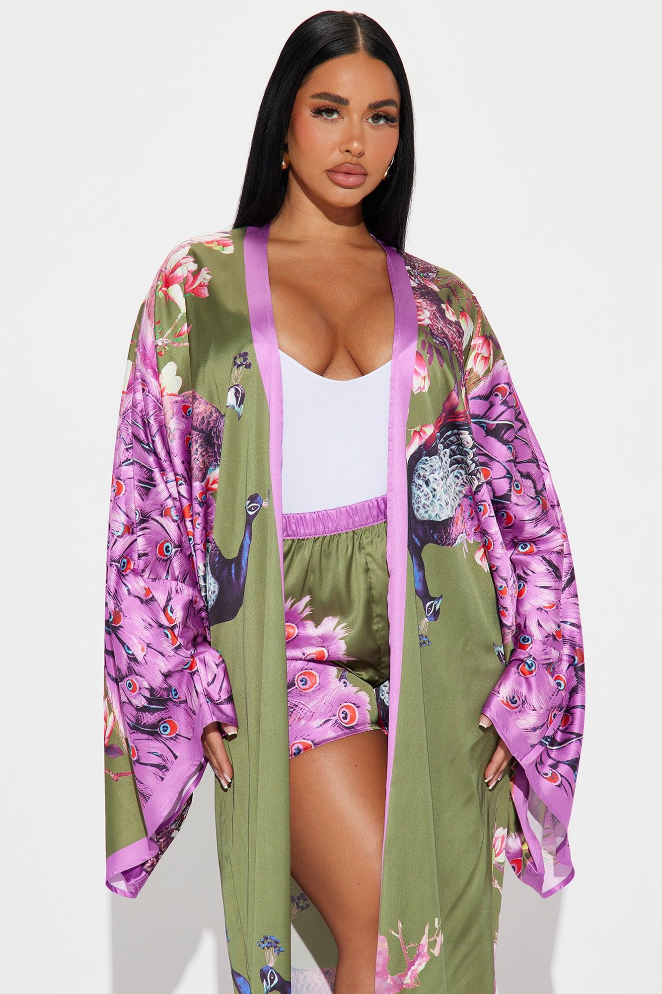 Above Status Satin Short Set - Green/combo Product Image