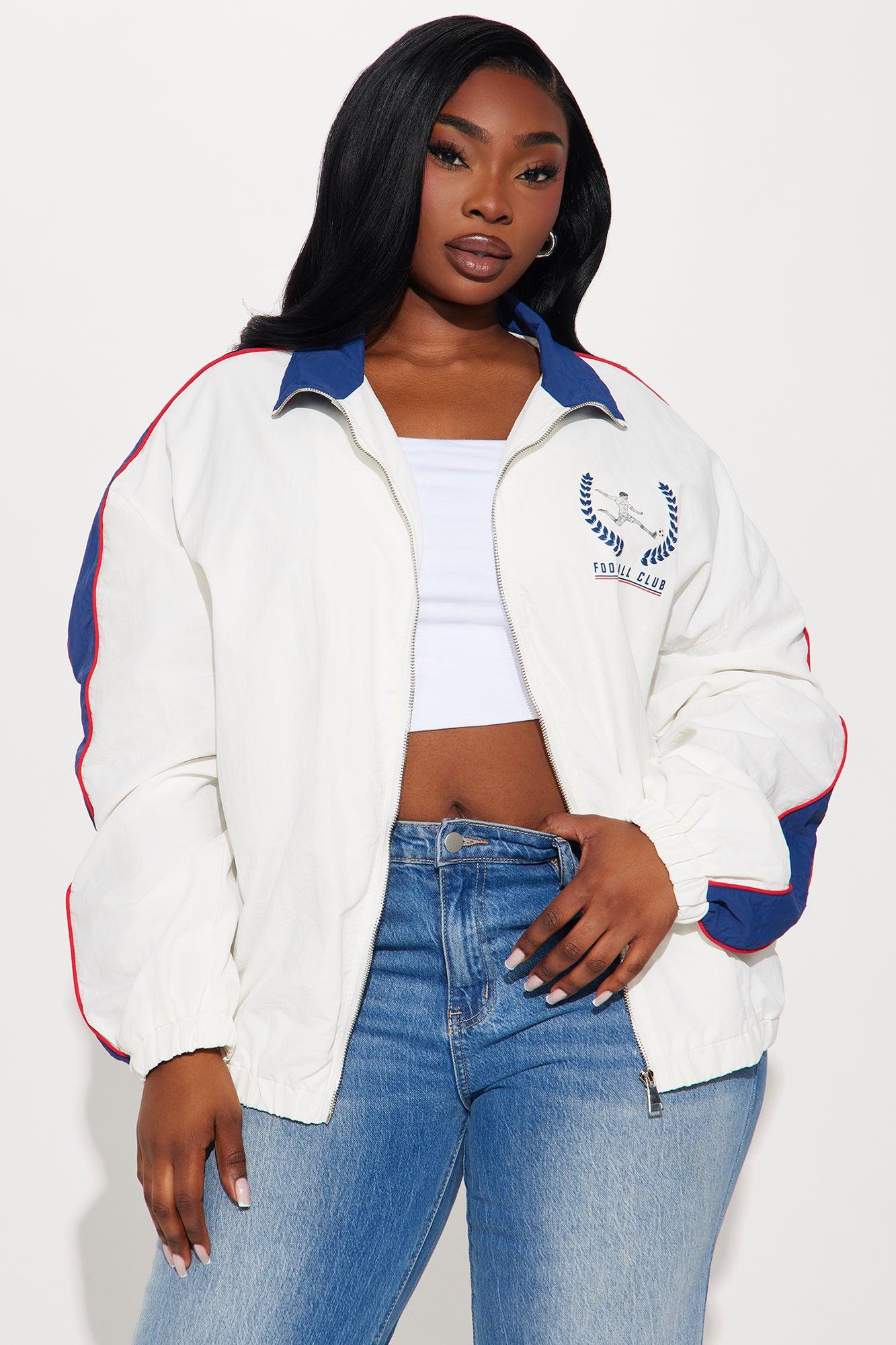 Player One Sporty Oversized Windbreaker - White/combo Product Image
