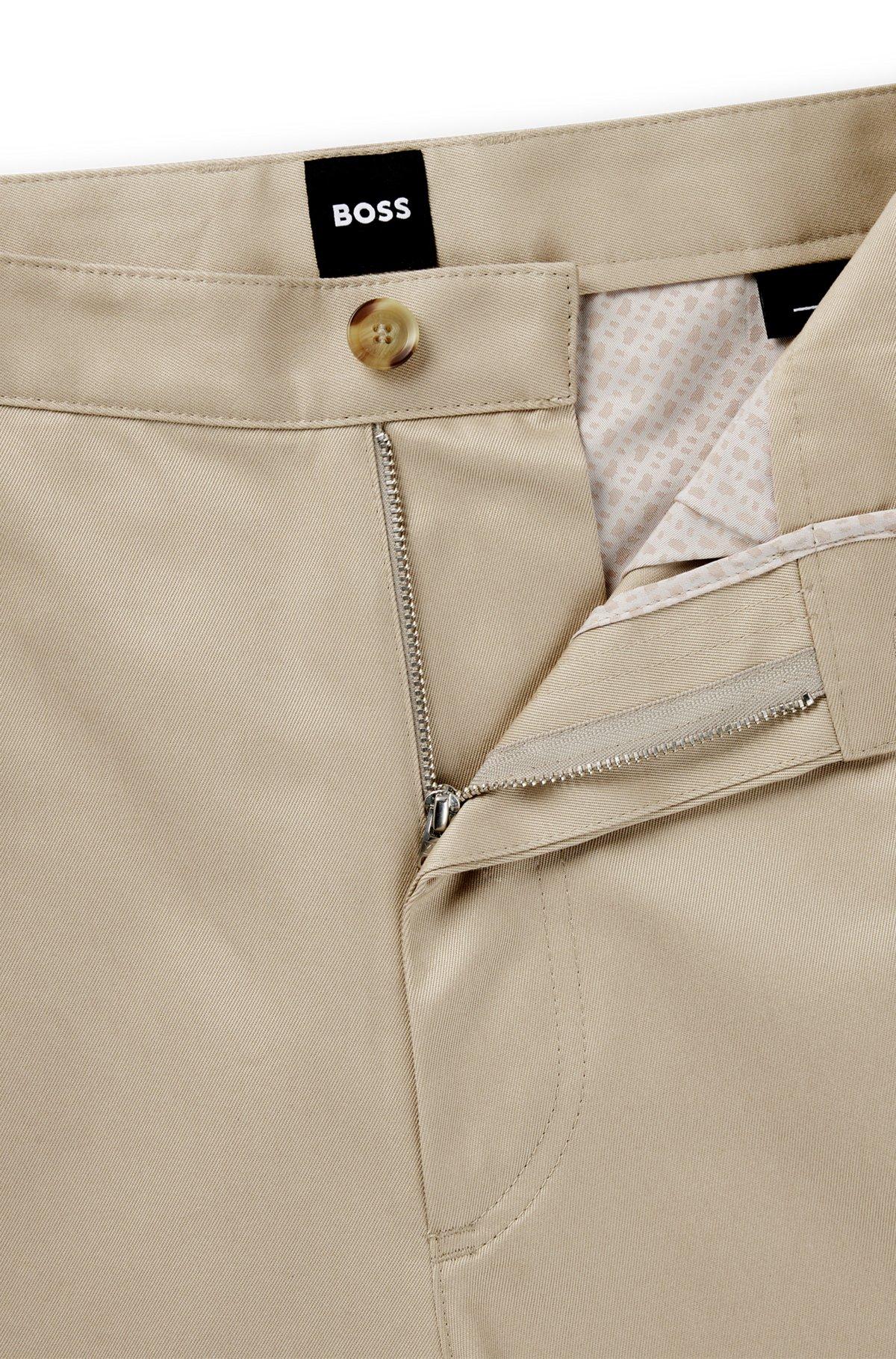 BOSS - Relaxed-fit trousers in cotton twill - Light Beige Product Image