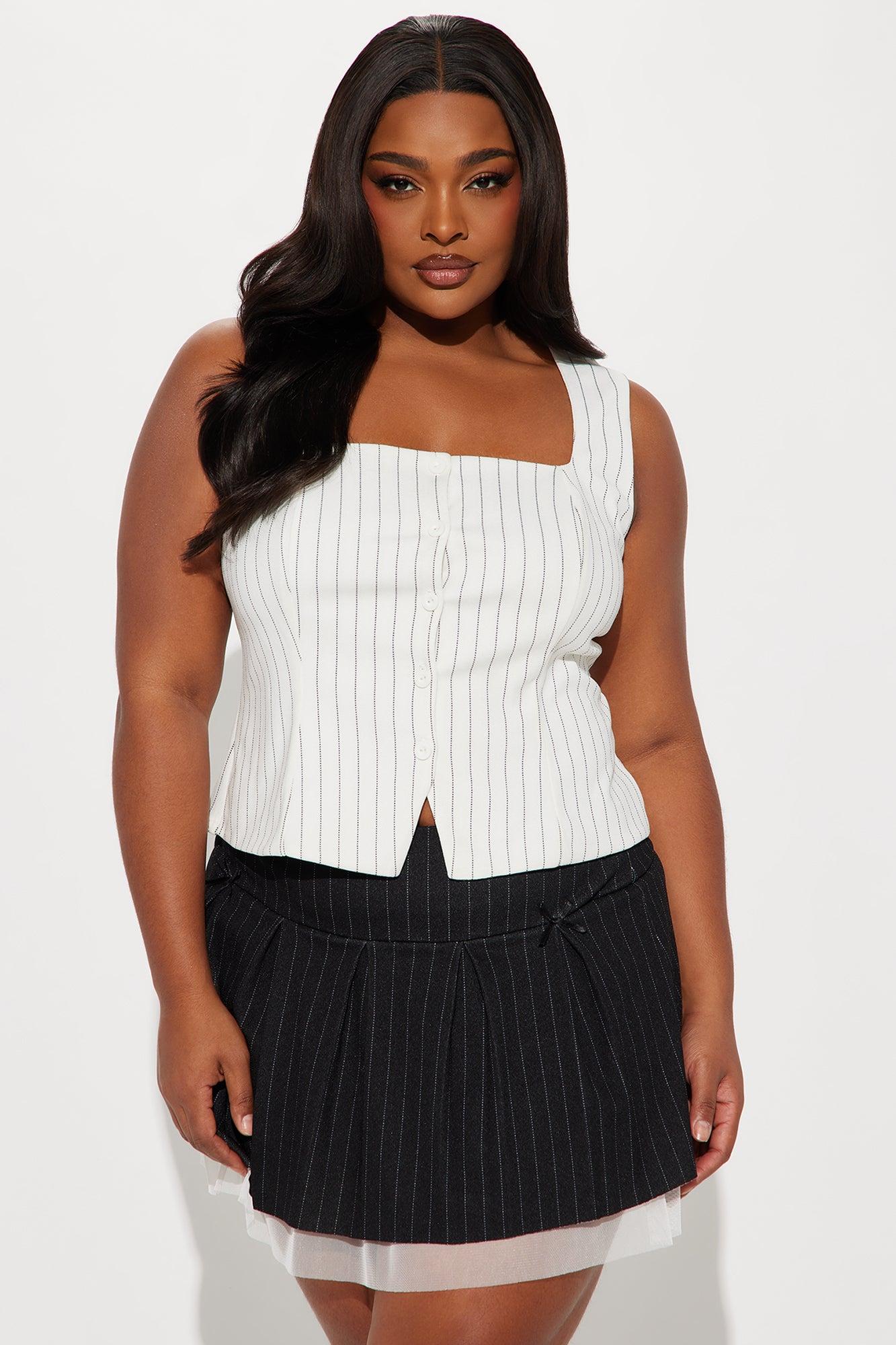 Back In The Office Vest Top - Cream/combo Product Image