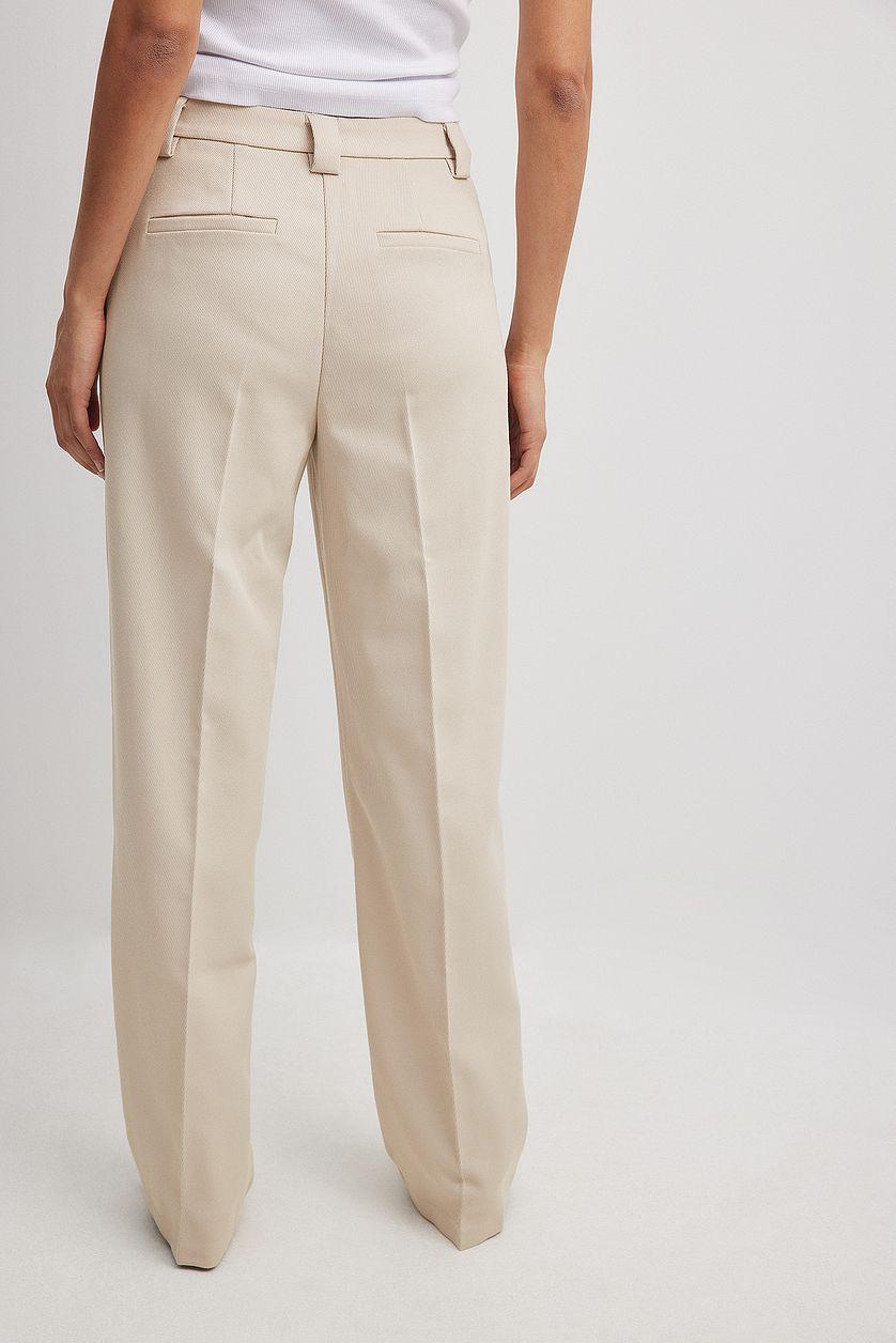 Straight Mid Waist Twill Suit Pants Product Image