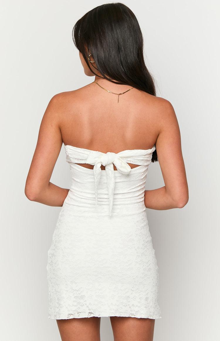 Britney White Lace Off The Shoulder Mini Dress Product Image