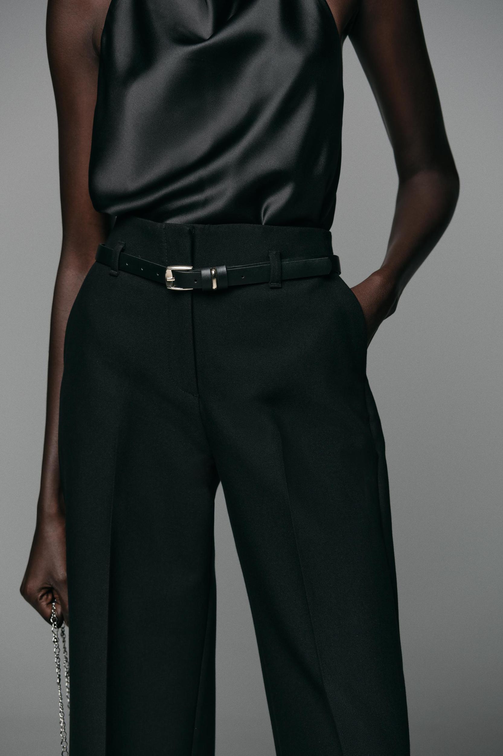 BELTED CUFFED HEM PANTS Product Image