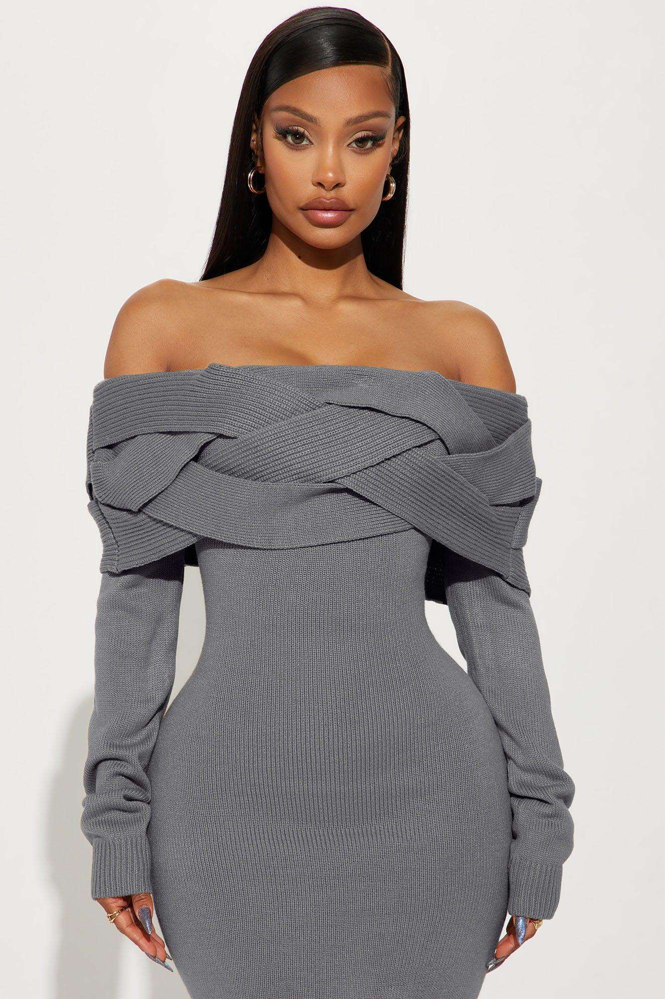 Vivien Sweater Midi Dress - Charcoal Product Image