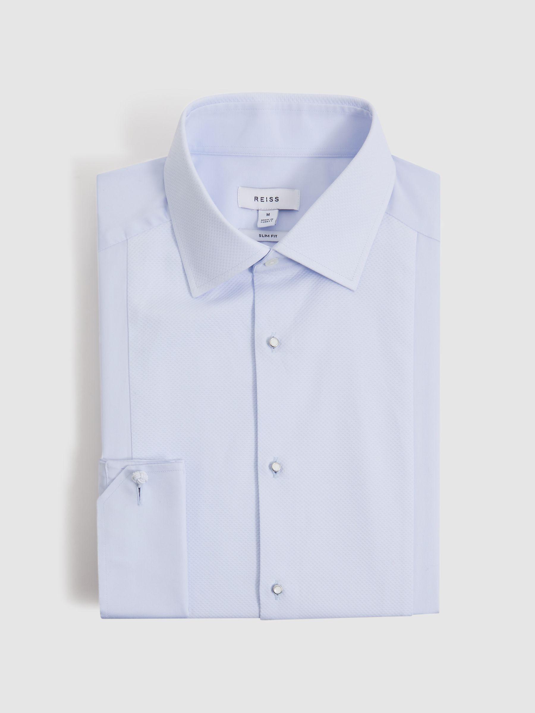 Cotton Marcella Tuxedo Shirt Regular-Fit in Soft Blue Product Image