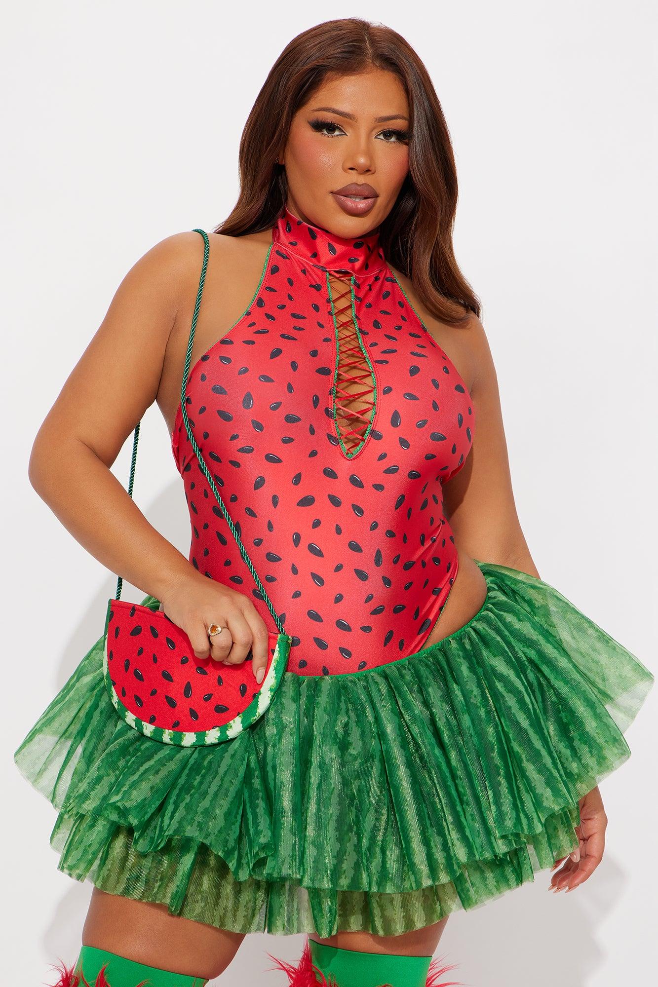 Juicy Watermelon 4 Piece Costume Set - Red/combo Female Product Image