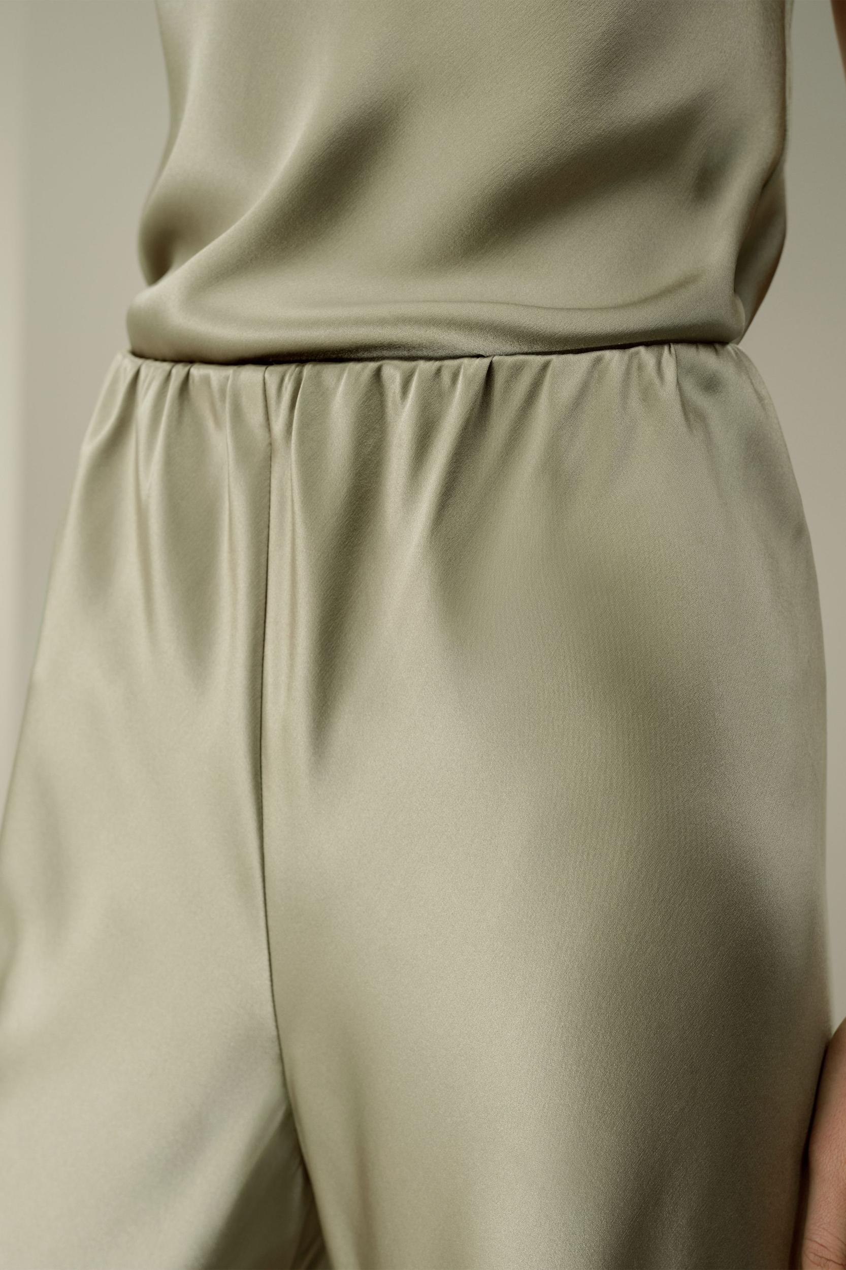 Straight-Leg Silk Satin Pants Product Image