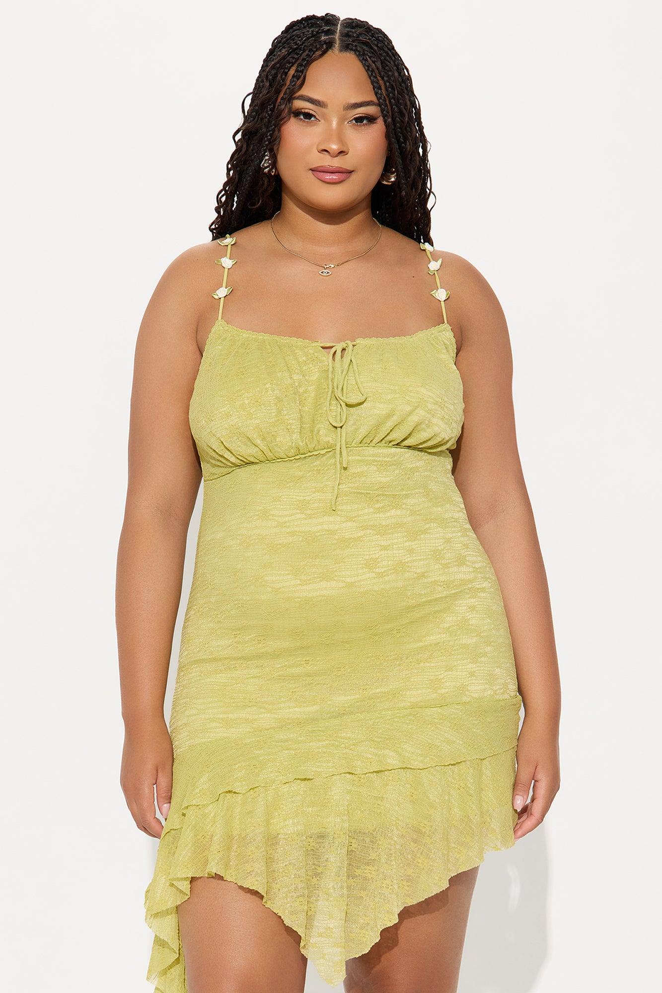 Wilma Lace Mini Dress - Green Product Image