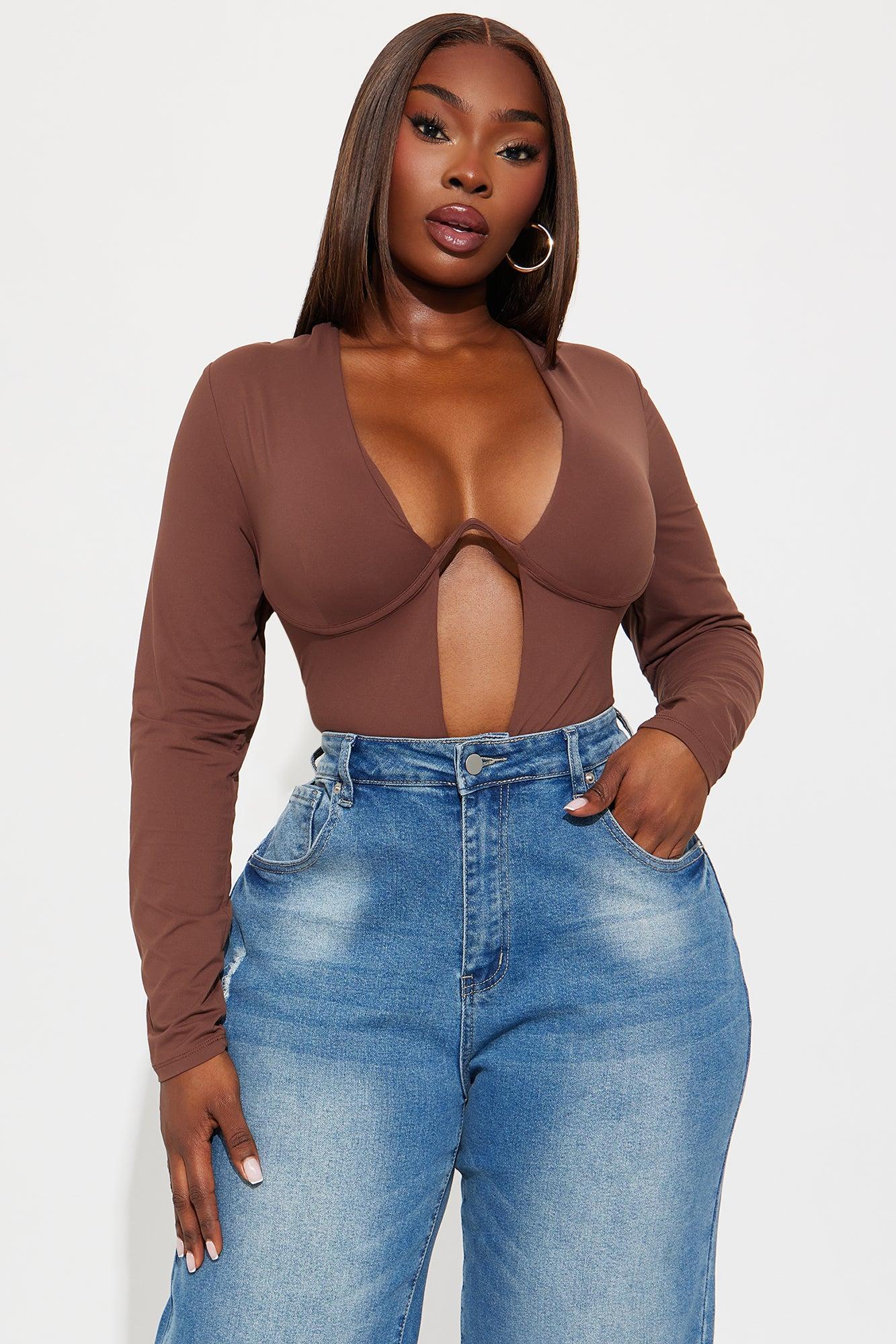 Eliza Long Sleeve Bodysuit - Chocolate Female Product Image