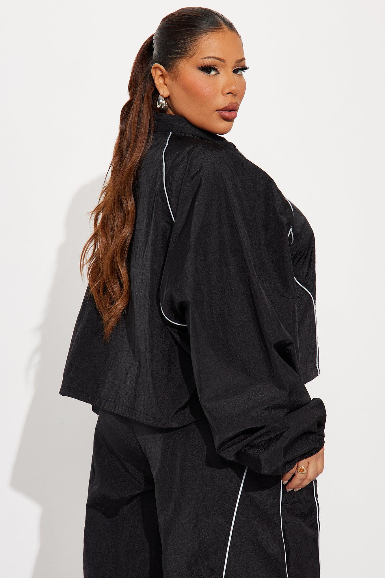Just My Vibe Windbreaker Reflective Jacket - Black Female Product Image