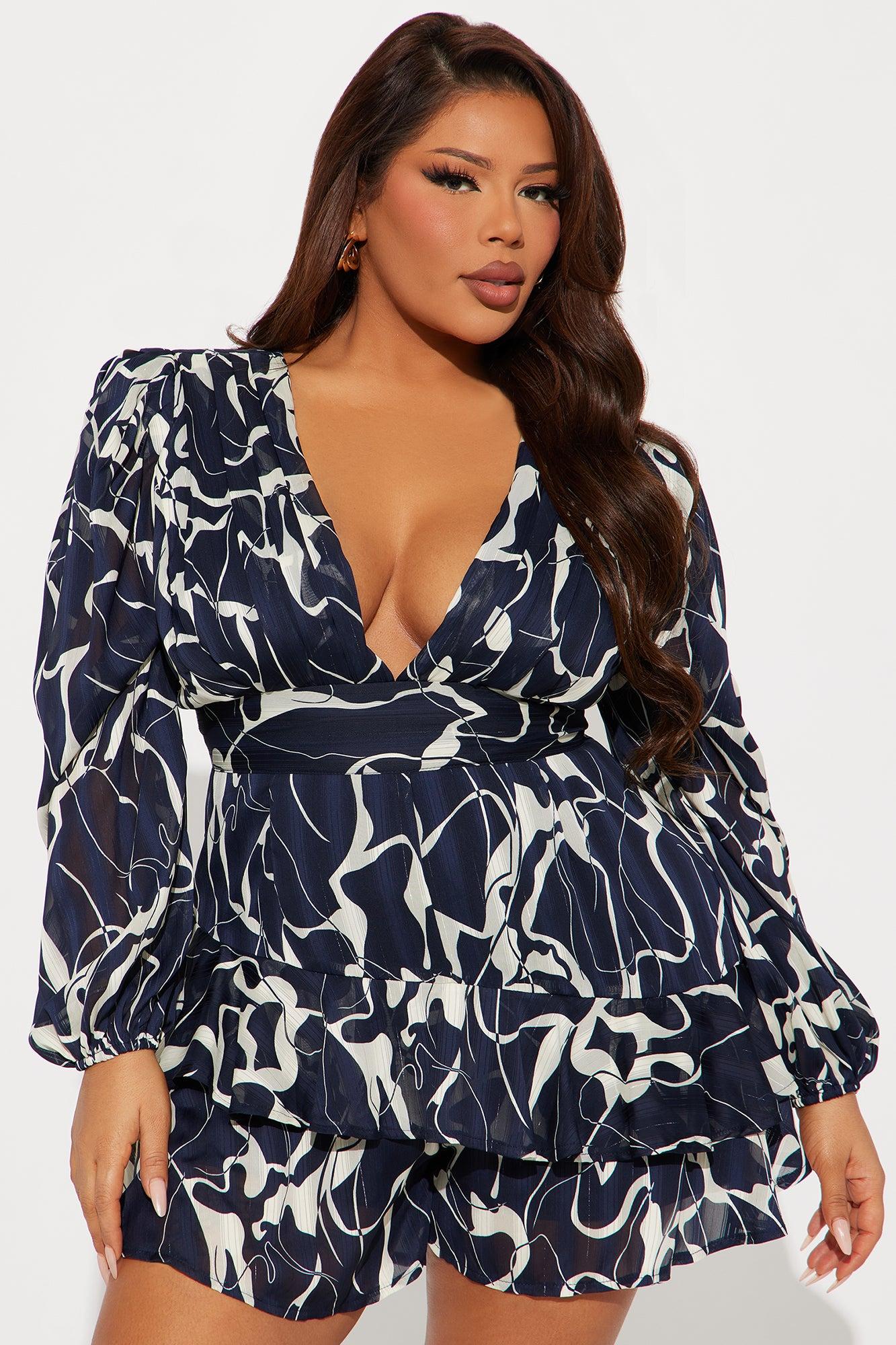Graced And Gilded Romper - Navy/combo Product Image