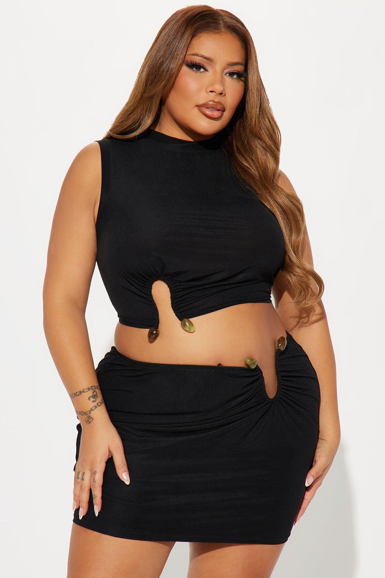 Stepping Out Mesh Mini Skirt Set - Black Product Image