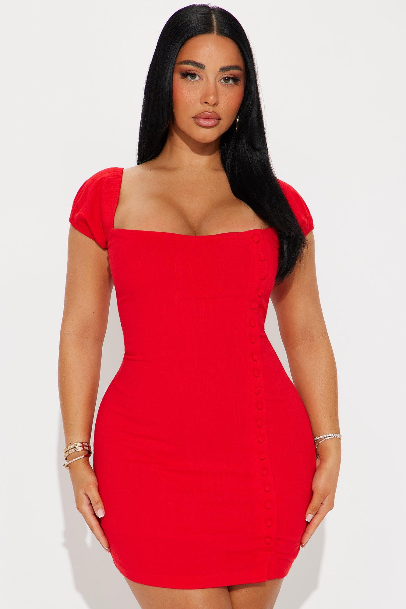 Camellia Stretch Linen Micro Mini Dress - Red Product Image