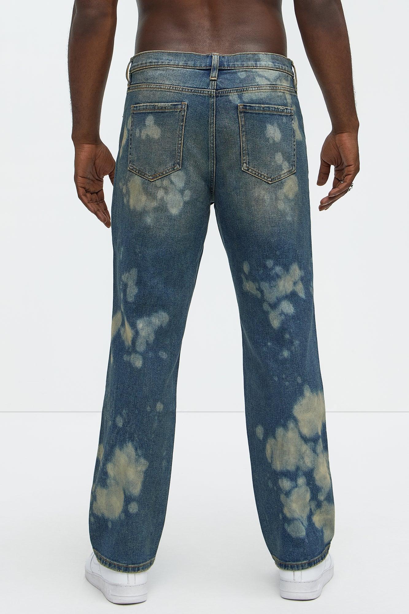 Go At It Straight Stained Jeans - Vintage Blue Wash Product Image