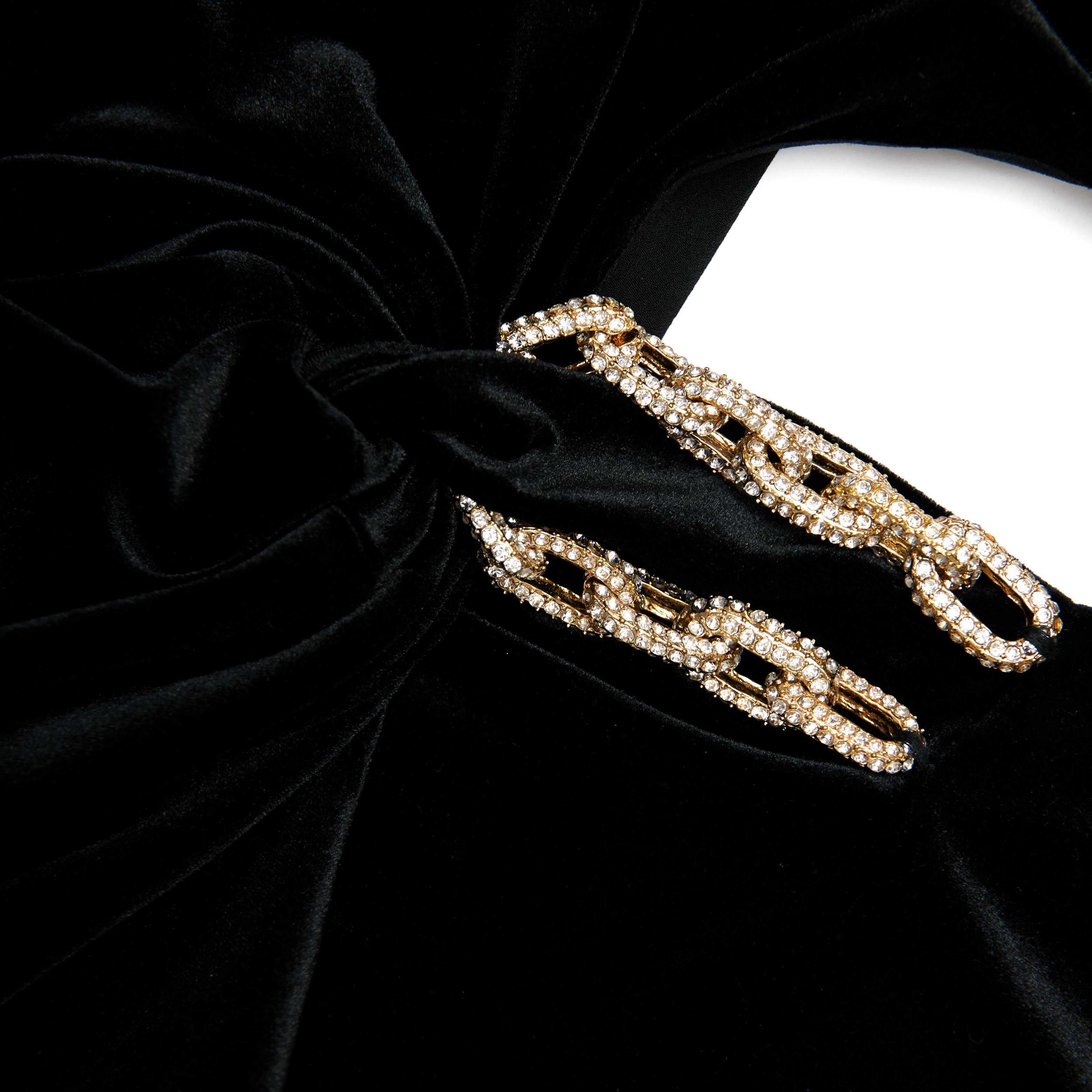 Black Velvet Embellished Midi Dress Product Image