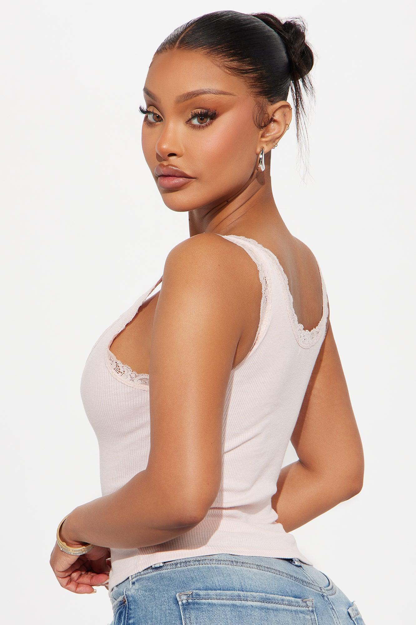 Lil Bow Lace Tank Top - Pink Product Image