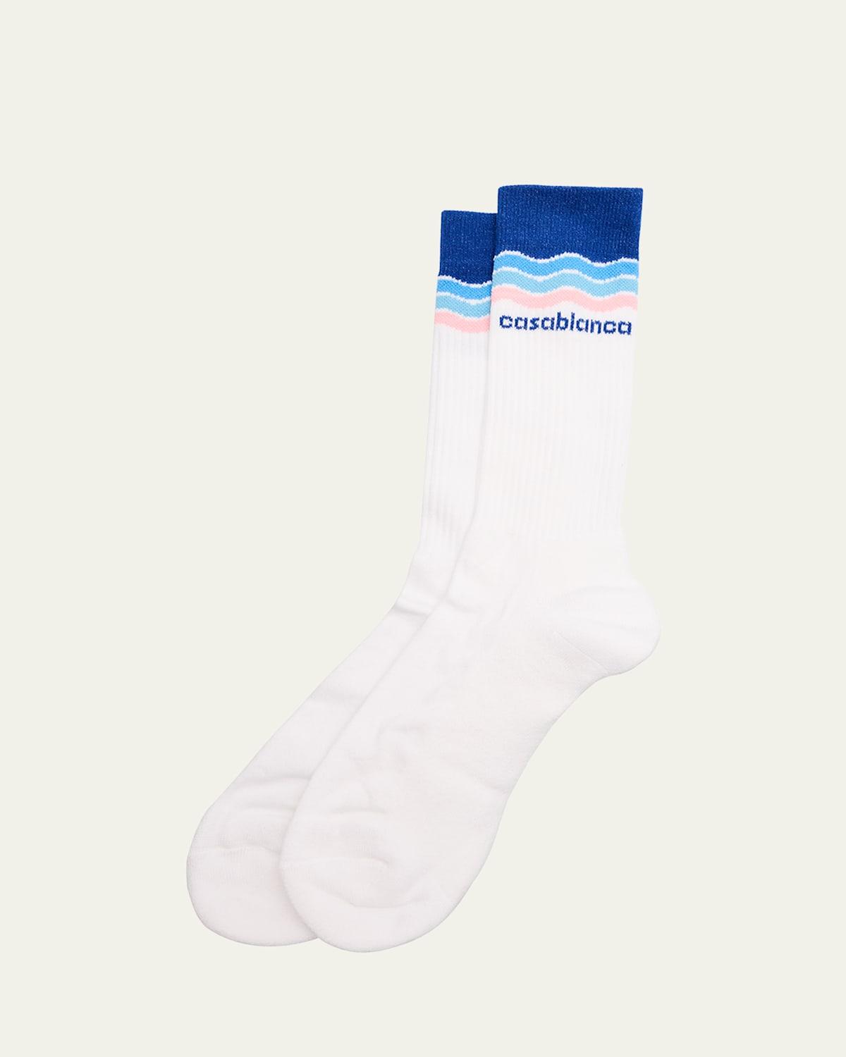 Mens Stripe Logo Crew Socks Product Image
